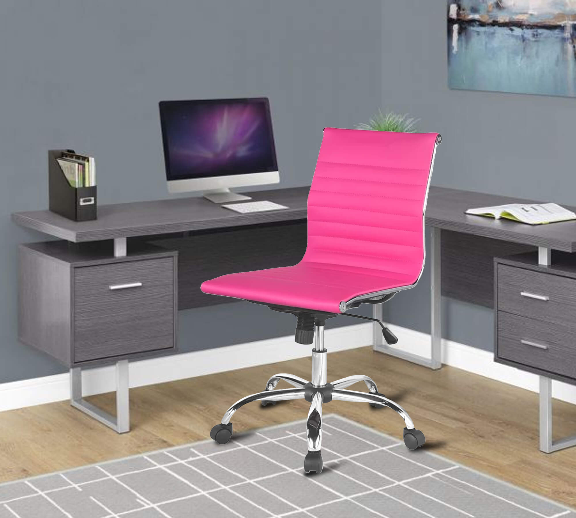 ক্রোম বেস সহ মাঝারি ব্যাক অফিস এক্সিকিউটিভ চেয়ার