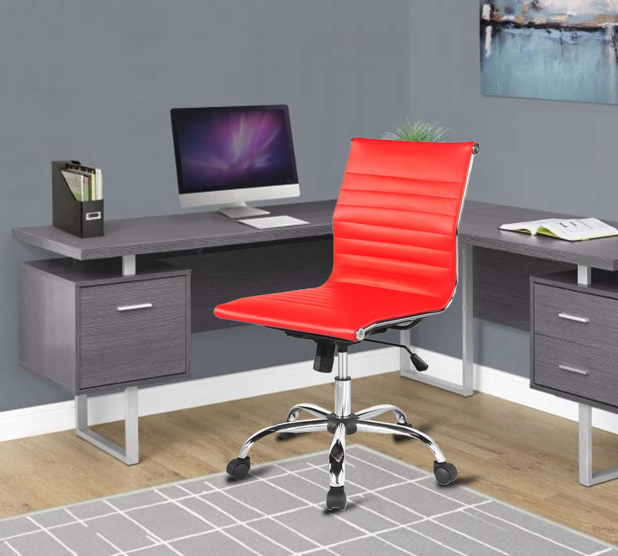 ক্রোম বেস সহ মাঝারি ব্যাক অফিস এক্সিকিউটিভ চেয়ার