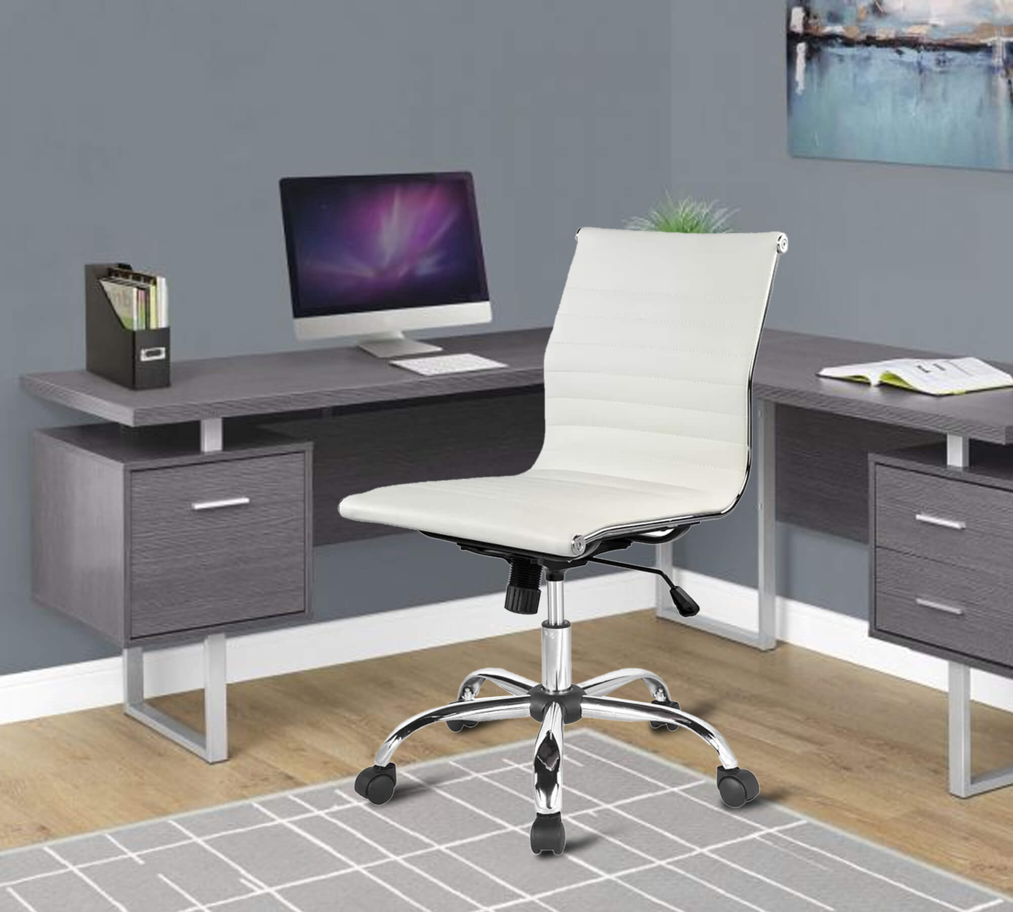 ক্রোম বেস সহ মাঝারি ব্যাক অফিস এক্সিকিউটিভ চেয়ার