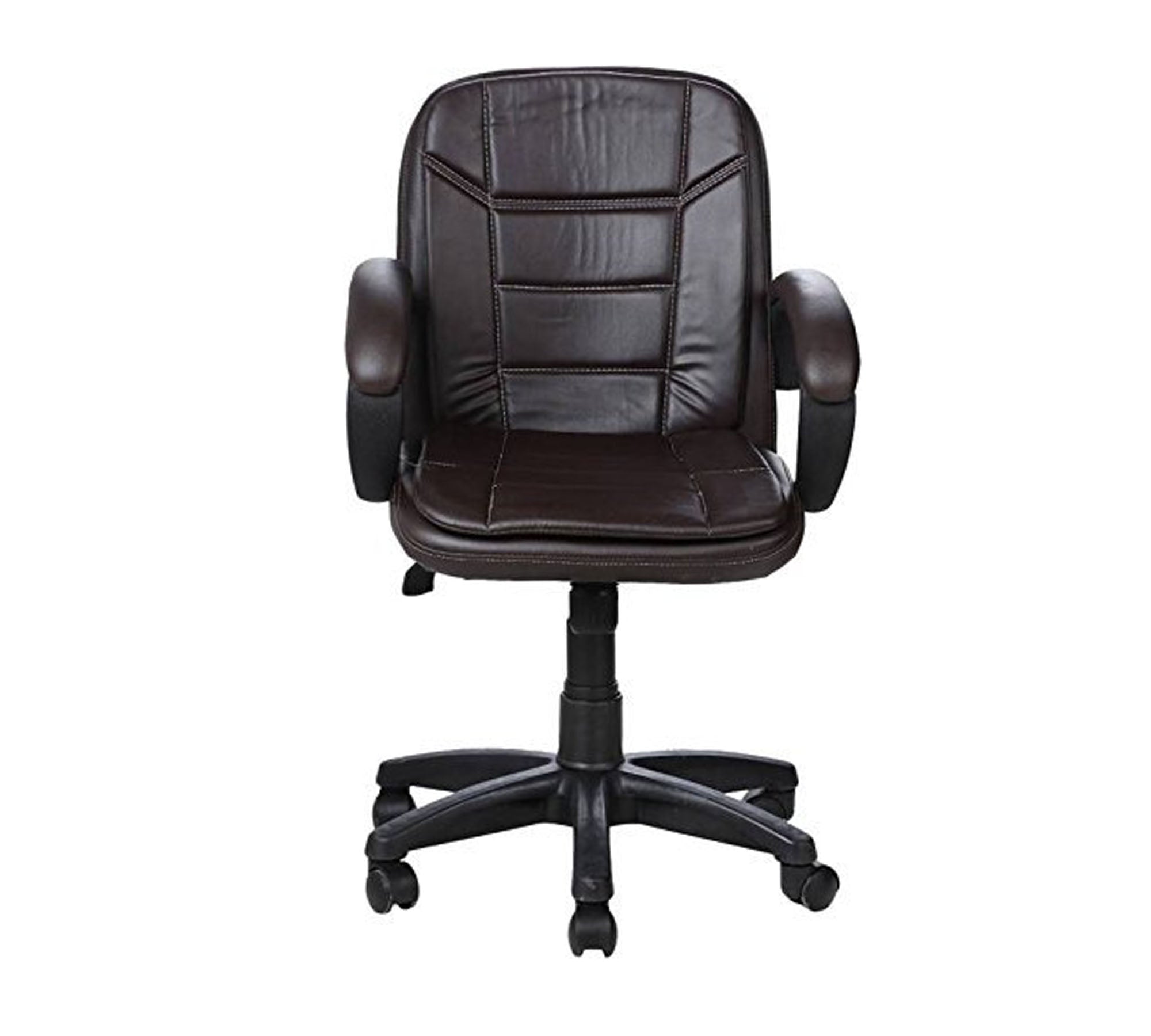 Executive Mid Back Office Chair in Premium Leatherette with Cushioned Seat, Ergonomic Support, Adjustable Height, Swivel Base & Wheels for Home & Office Use