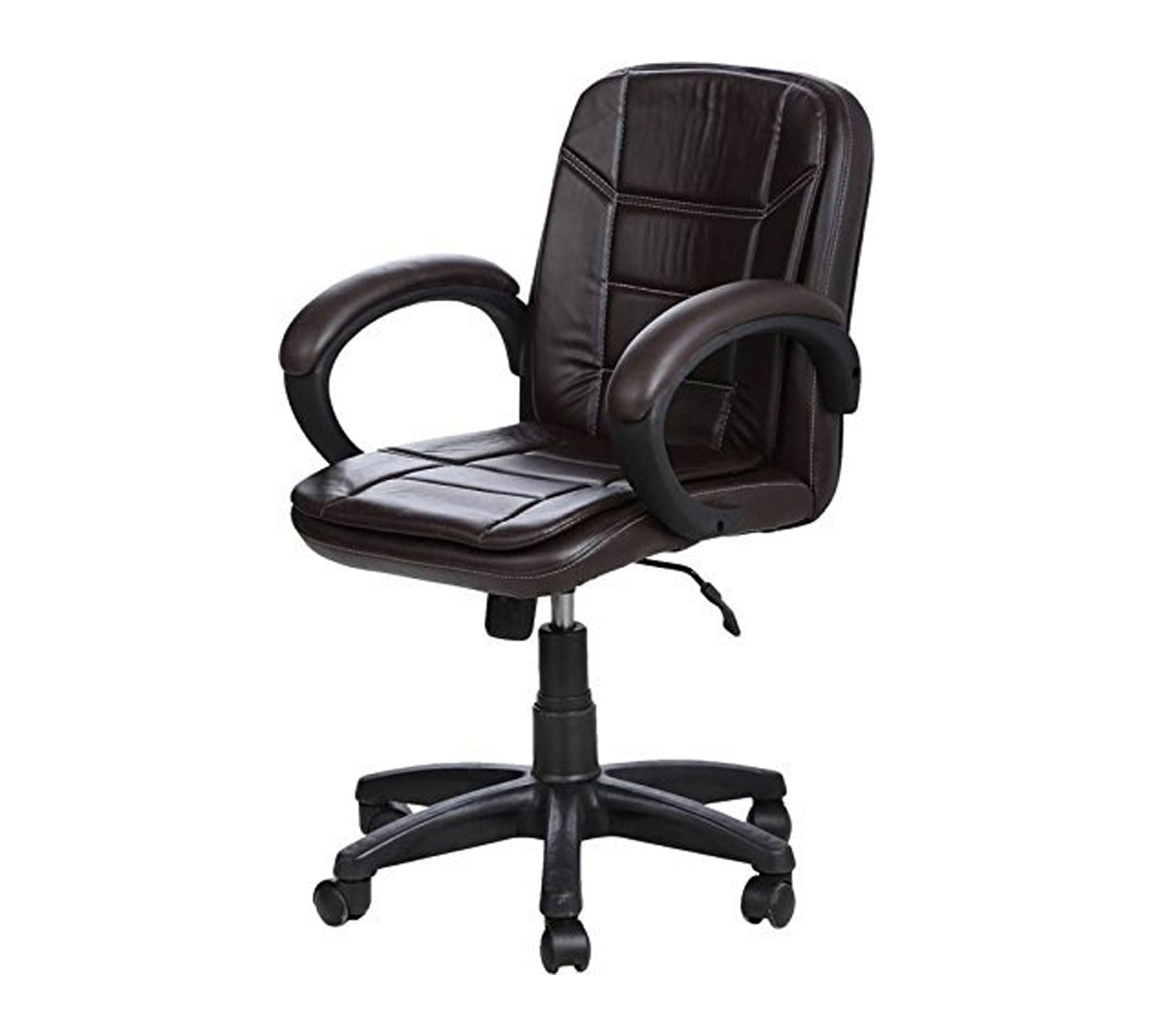 Executive Mid Back Office Chair in Premium Leatherette with Cushioned Seat, Ergonomic Support, Adjustable Height, Swivel Base & Wheels for Home & Office Use