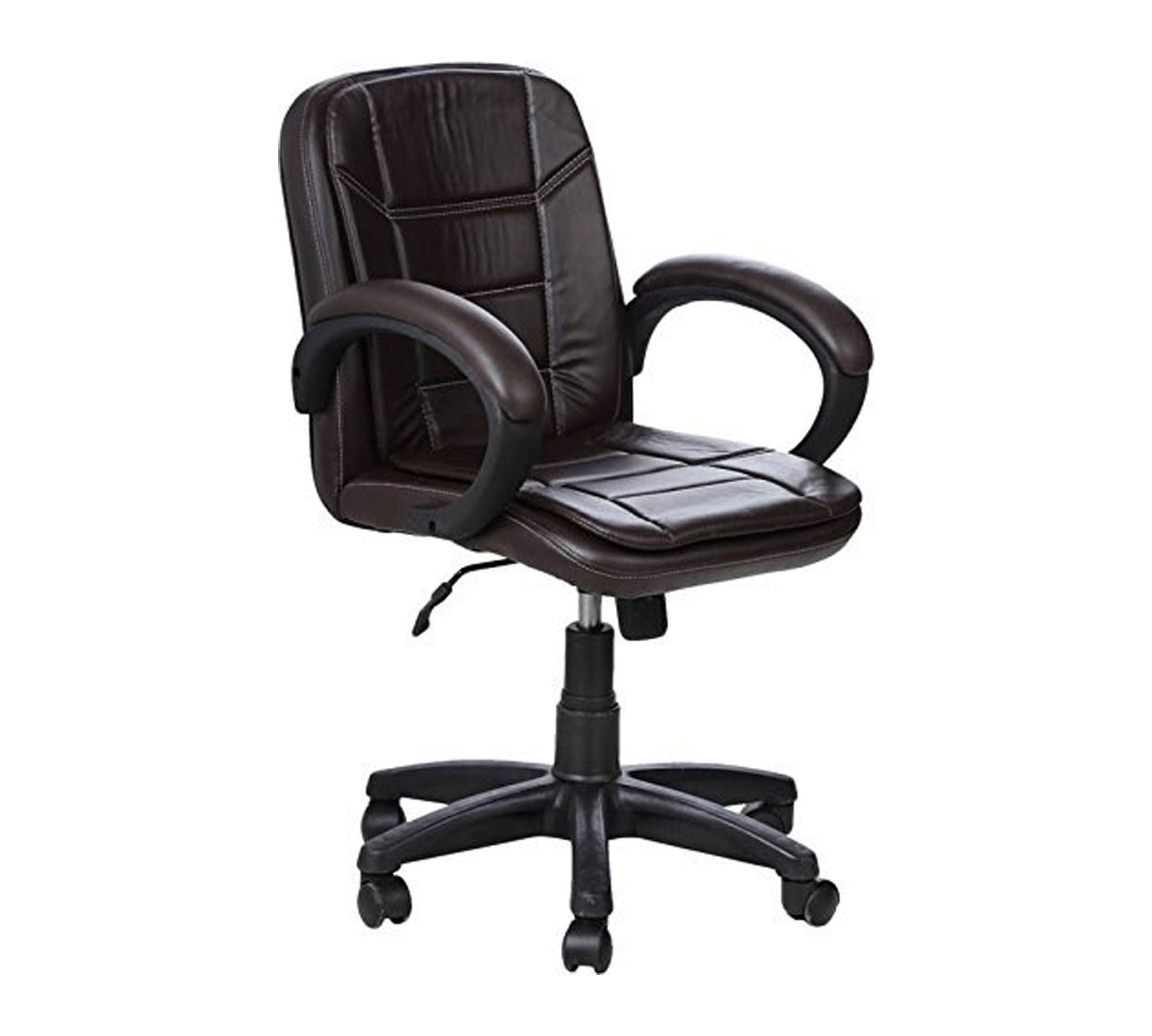 Executive Mid Back Office Chair in Premium Leatherette with Cushioned Seat, Ergonomic Support, Adjustable Height, Swivel Base & Wheels for Home & Office Use
