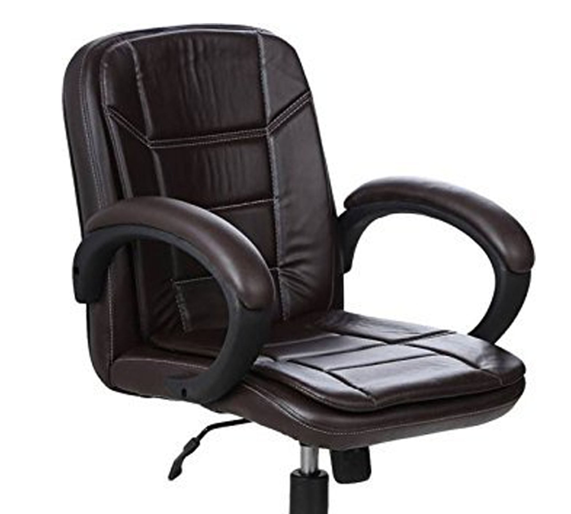 Executive Mid Back Office Chair in Premium Leatherette with Cushioned Seat, Ergonomic Support, Adjustable Height, Swivel Base & Wheels for Home & Office Use
