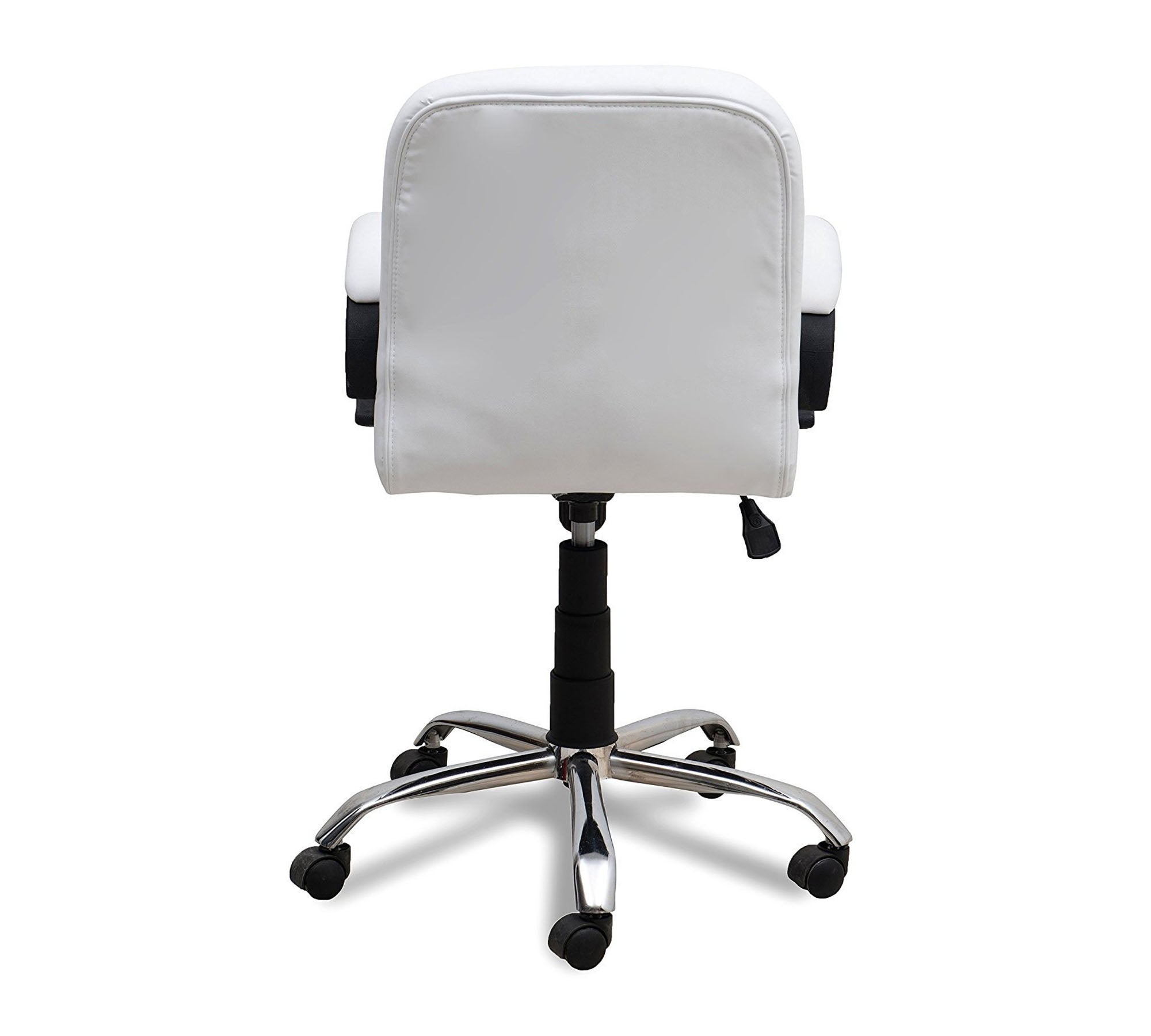 Executive Leatherette Mid Back Chair with Cushioned Seat, Curved Armrests, Hydraulic Height Adjustment and Chrome Base – Ergonomic Office Chair