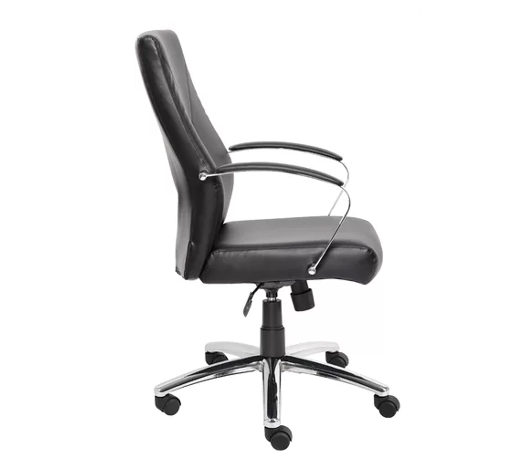 Executive Mid Back Office Chair with Leatherette Upholstery, Chrome Armrests, Height Adjustable Swivel Chair for Office, Conference Room & Home Workspace