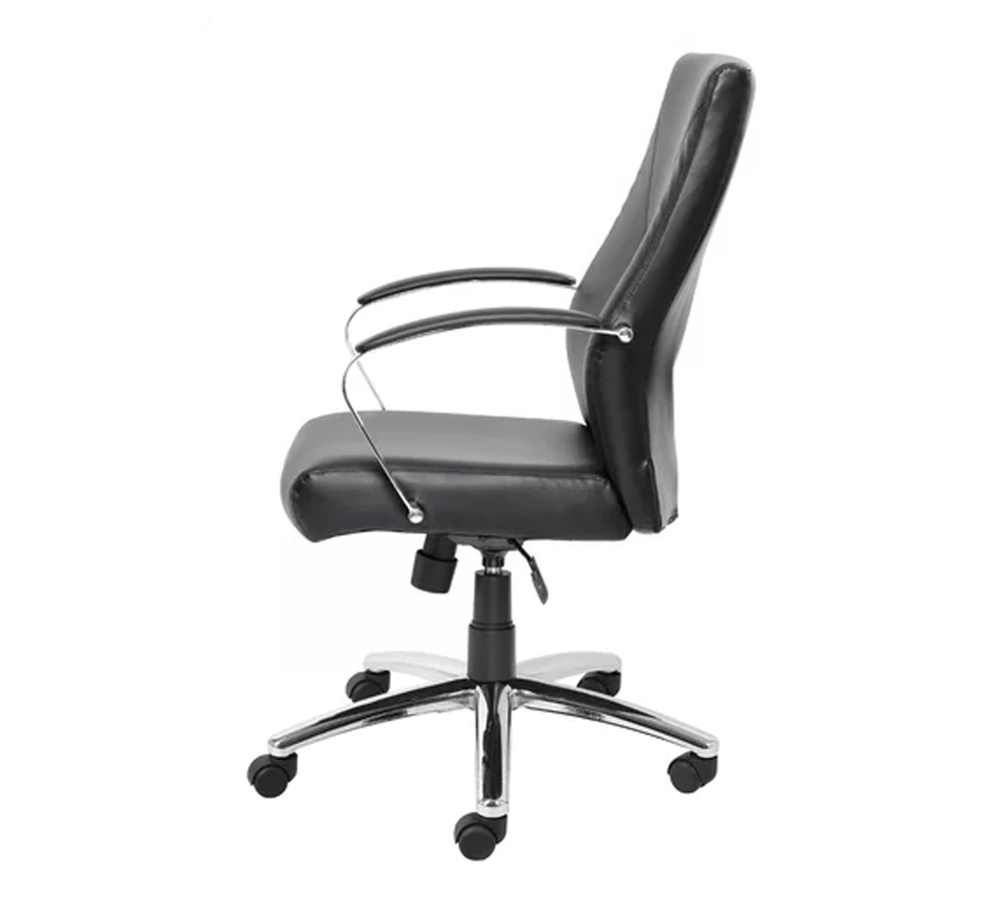 Executive Mid Back Office Chair with Leatherette Upholstery, Chrome Armrests, Height Adjustable Swivel Chair for Office, Conference Room & Home Workspace