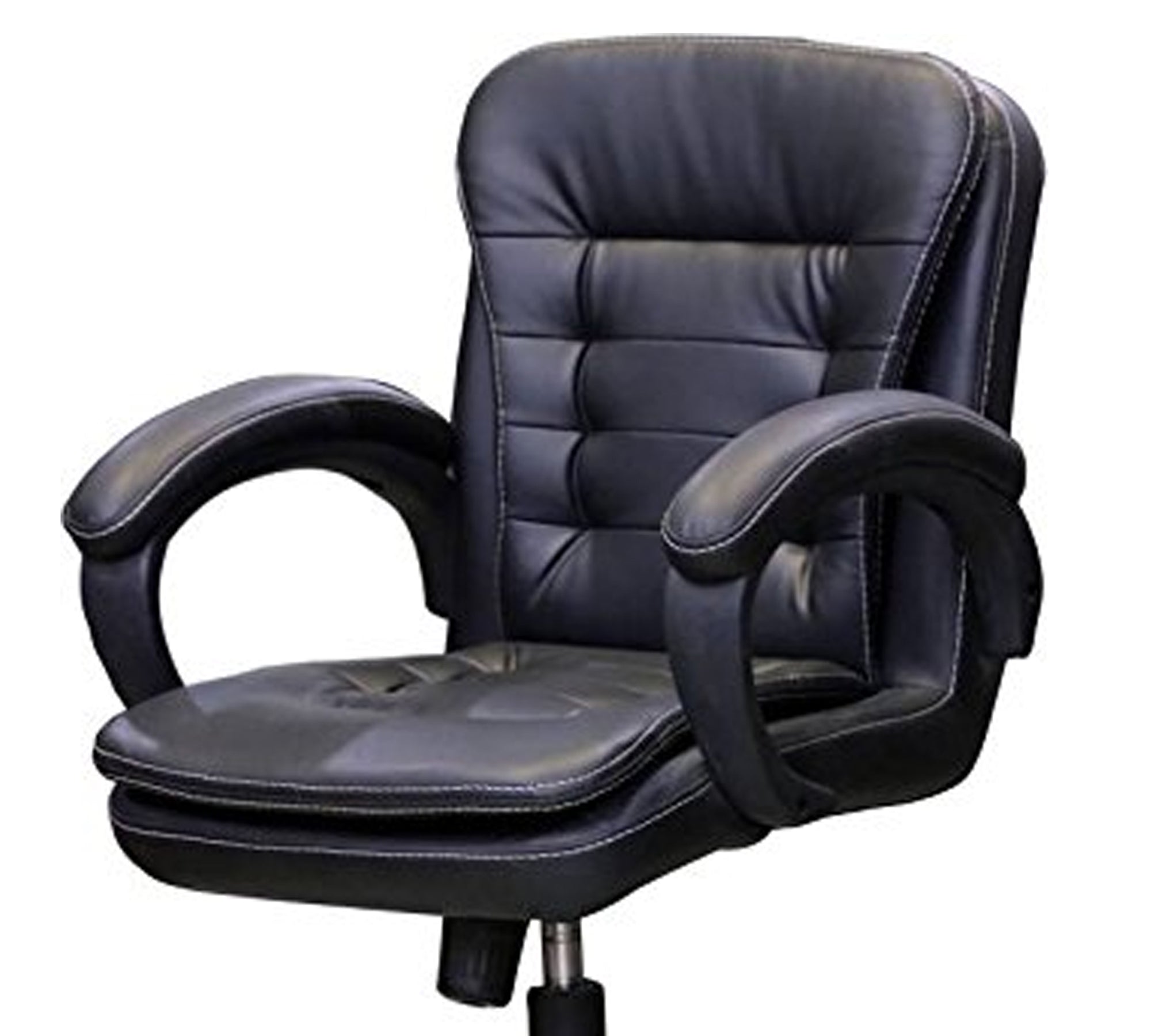 Luxury Executive Mid Back Office Chair with Extra Thick Cushioning, Leatherette Finish, Padded Armrests, Adjustable Swivel Chair for Office Cabin & Home Office