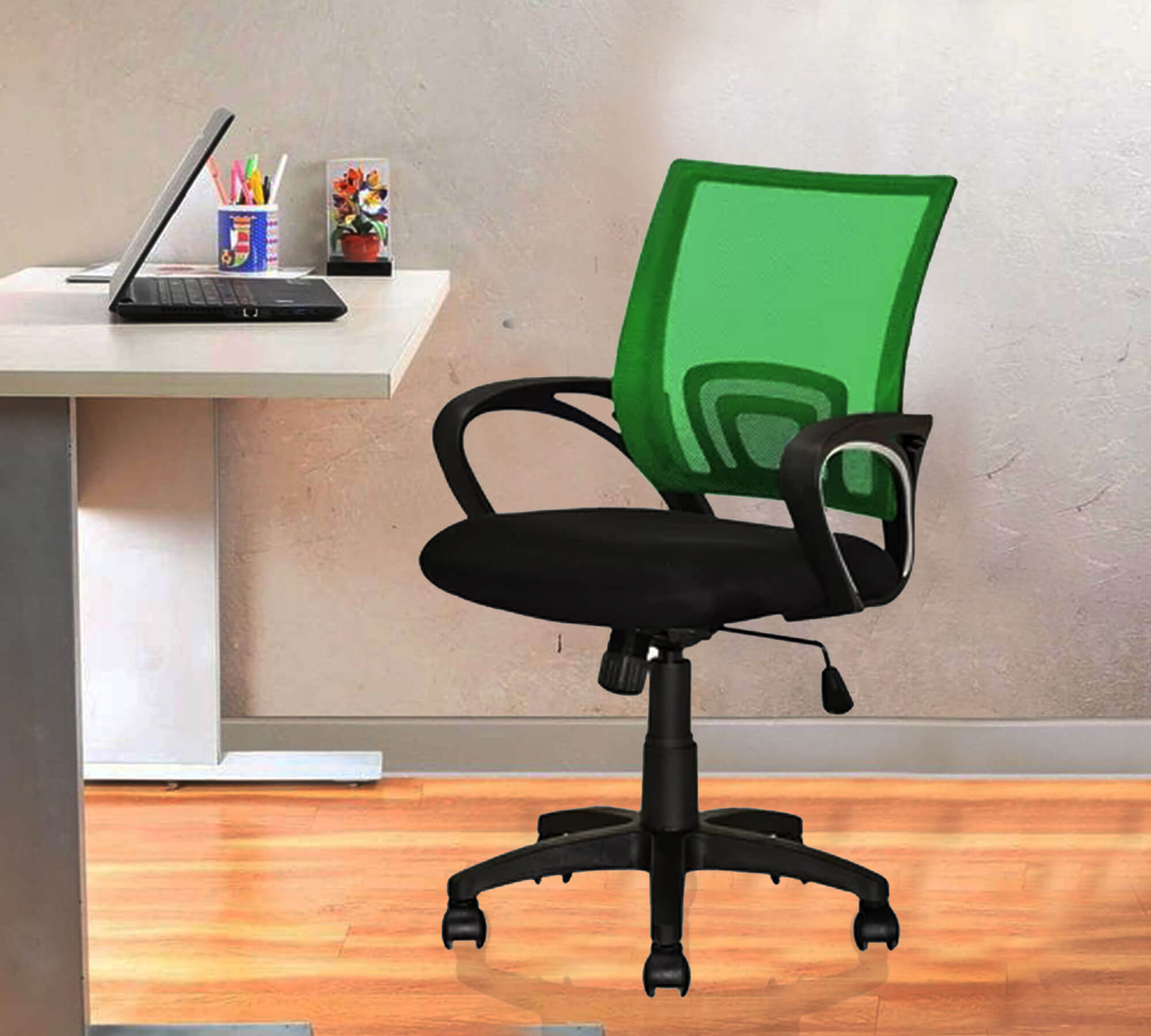 নাইলন হুইল বেস সহ মাঝারি ব্যাক অফিস এক্সিকিউটিভ মেশ চেয়ার