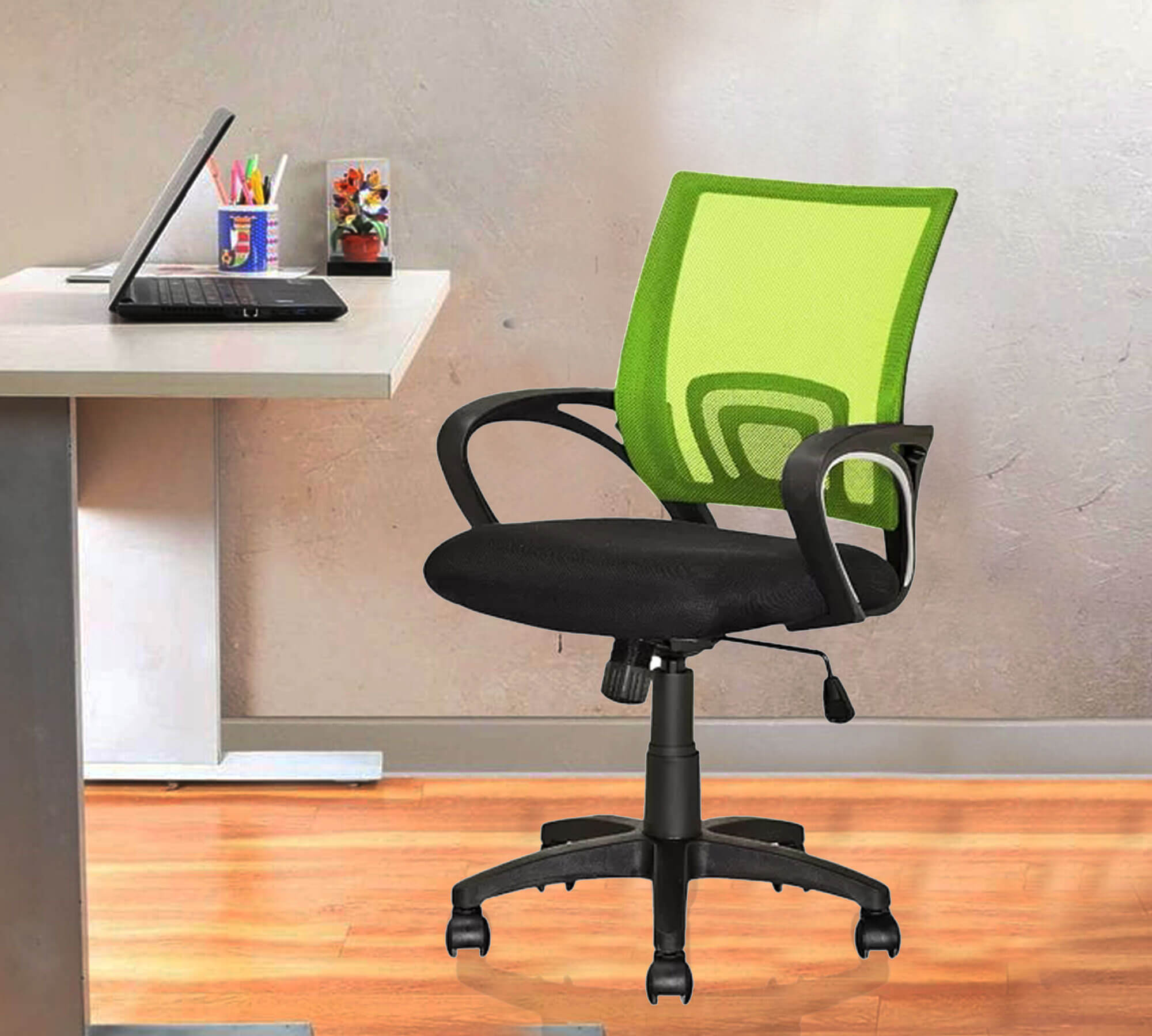 নাইলন হুইল বেস সহ মাঝারি ব্যাক অফিস এক্সিকিউটিভ মেশ চেয়ার