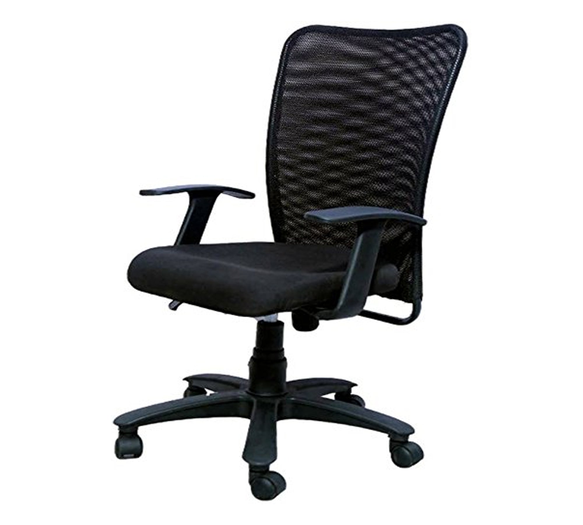 Executive Mid Back Office Chair with Breathable Mesh Back, Fabric Cushioned Seat, Fixed Armrests, Adjustable Swivel Base with Wheels for Office and Home Use