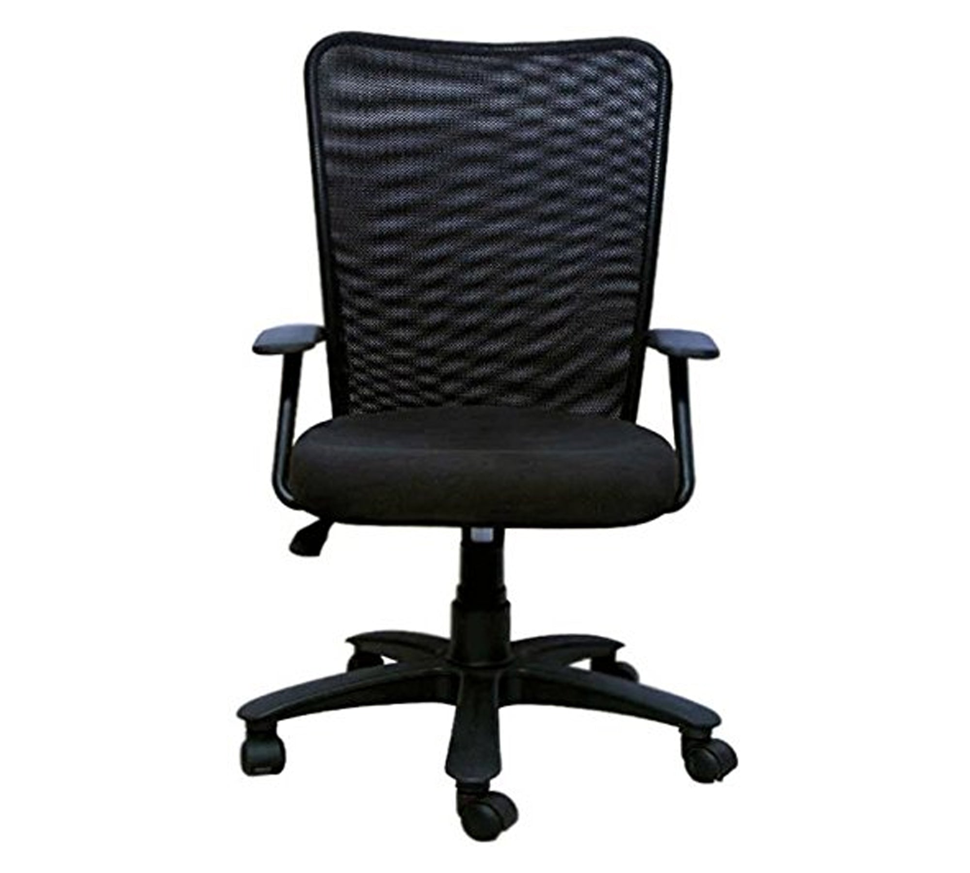 Executive Mid Back Office Chair with Breathable Mesh Back, Fabric Cushioned Seat, Fixed Armrests, Adjustable Swivel Base with Wheels for Office and Home Use