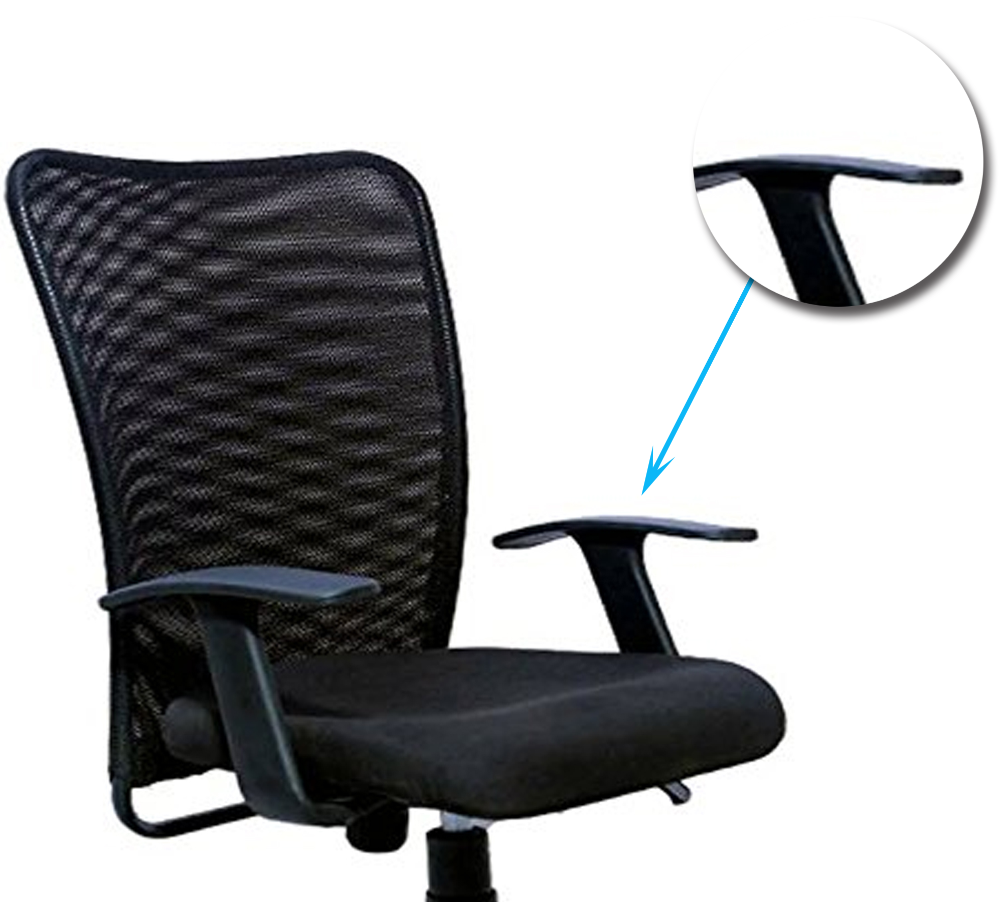 Executive Mid Back Office Chair with Breathable Mesh Back, Fabric Cushioned Seat, Fixed Armrests, Adjustable Swivel Base with Wheels for Office and Home Use