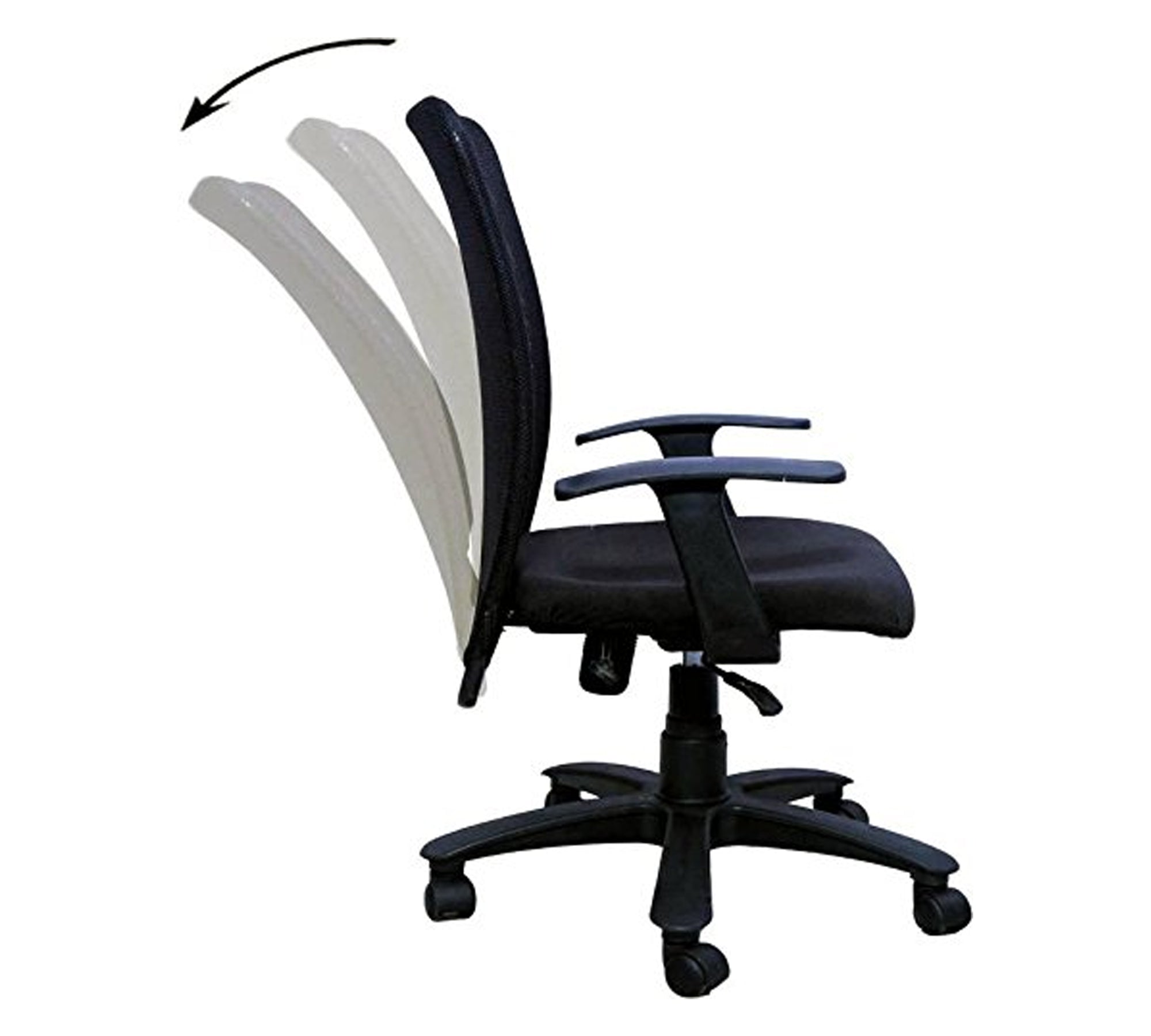 Executive Mid Back Office Chair with Breathable Mesh Back, Fabric Cushioned Seat, Fixed Armrests, Adjustable Swivel Base with Wheels for Office and Home Use