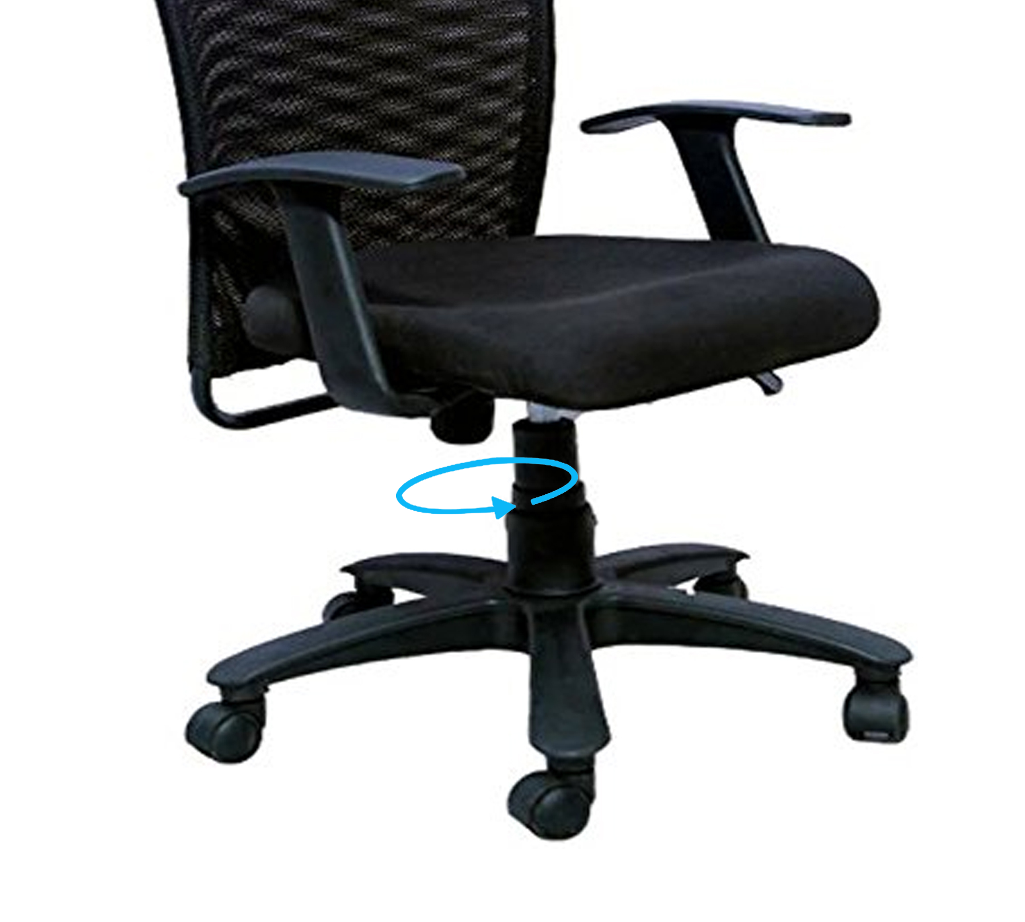 Executive Mid Back Office Chair with Breathable Mesh Back, Fabric Cushioned Seat, Fixed Armrests, Adjustable Swivel Base with Wheels for Office and Home Use