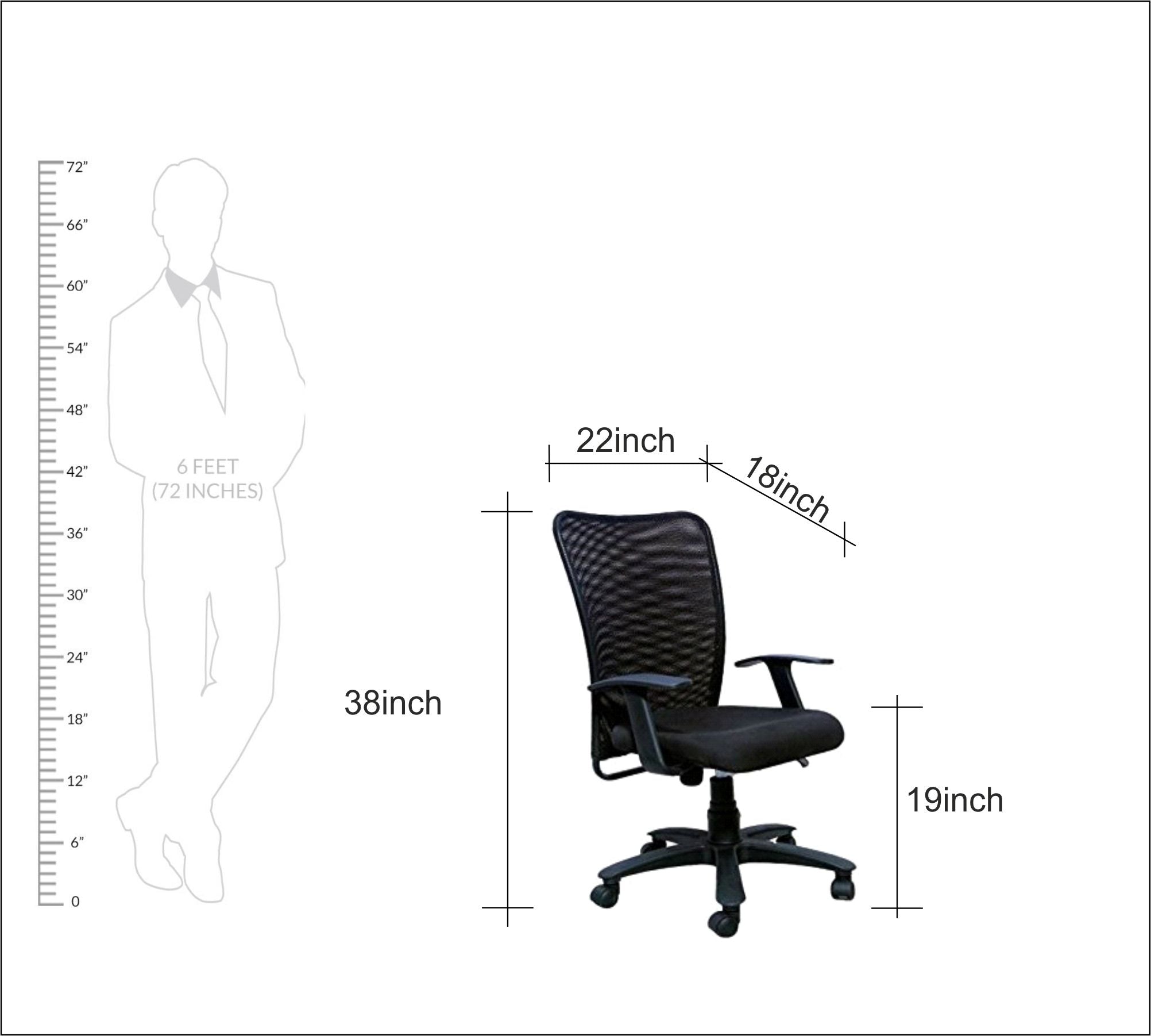 Executive Mid Back Office Chair with Breathable Mesh Back, Fabric Cushioned Seat, Fixed Armrests, Adjustable Swivel Base with Wheels for Office and Home Use