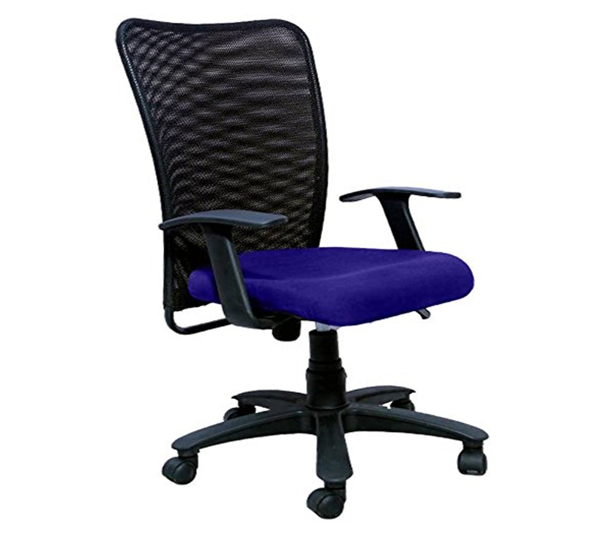 Executive Mid Back Office Chair with Breathable Mesh Back, Fabric Cushioned Seat, Fixed Armrests, Adjustable Swivel Base with Wheels for Office and Home Use