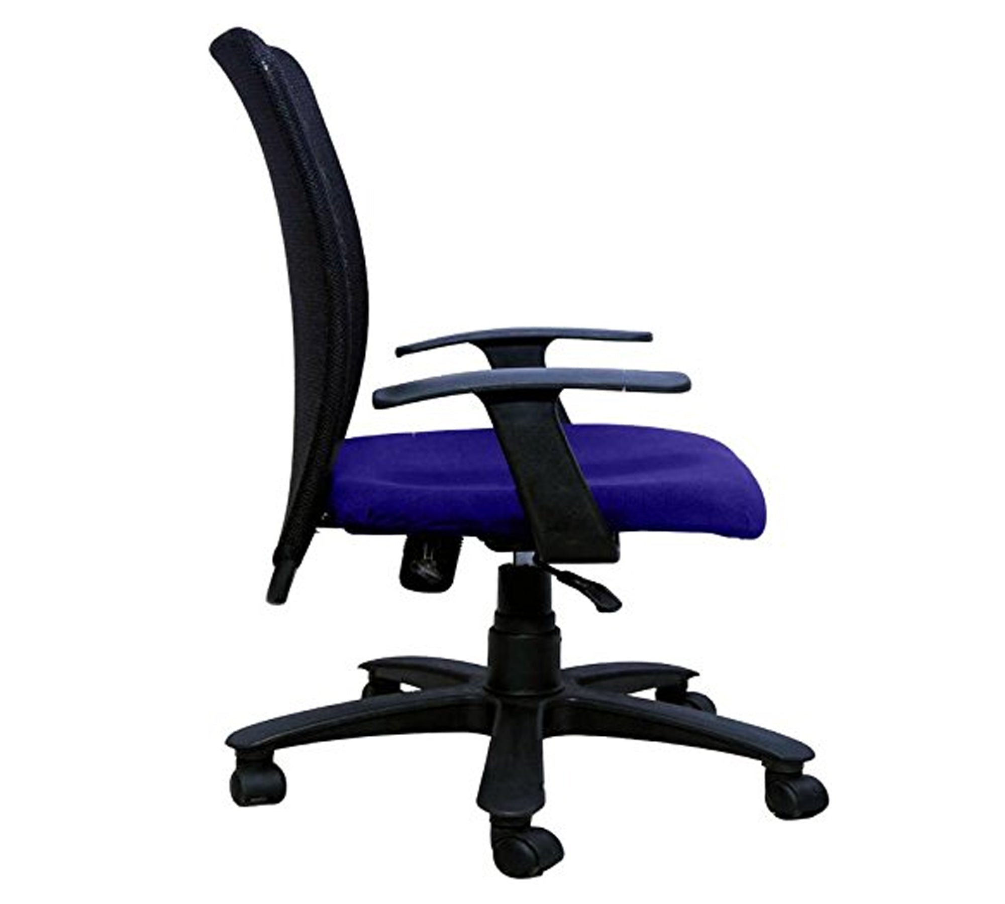 Executive Mid Back Office Chair with Breathable Mesh Back, Fabric Cushioned Seat, Fixed Armrests, Adjustable Swivel Base with Wheels for Office and Home Use