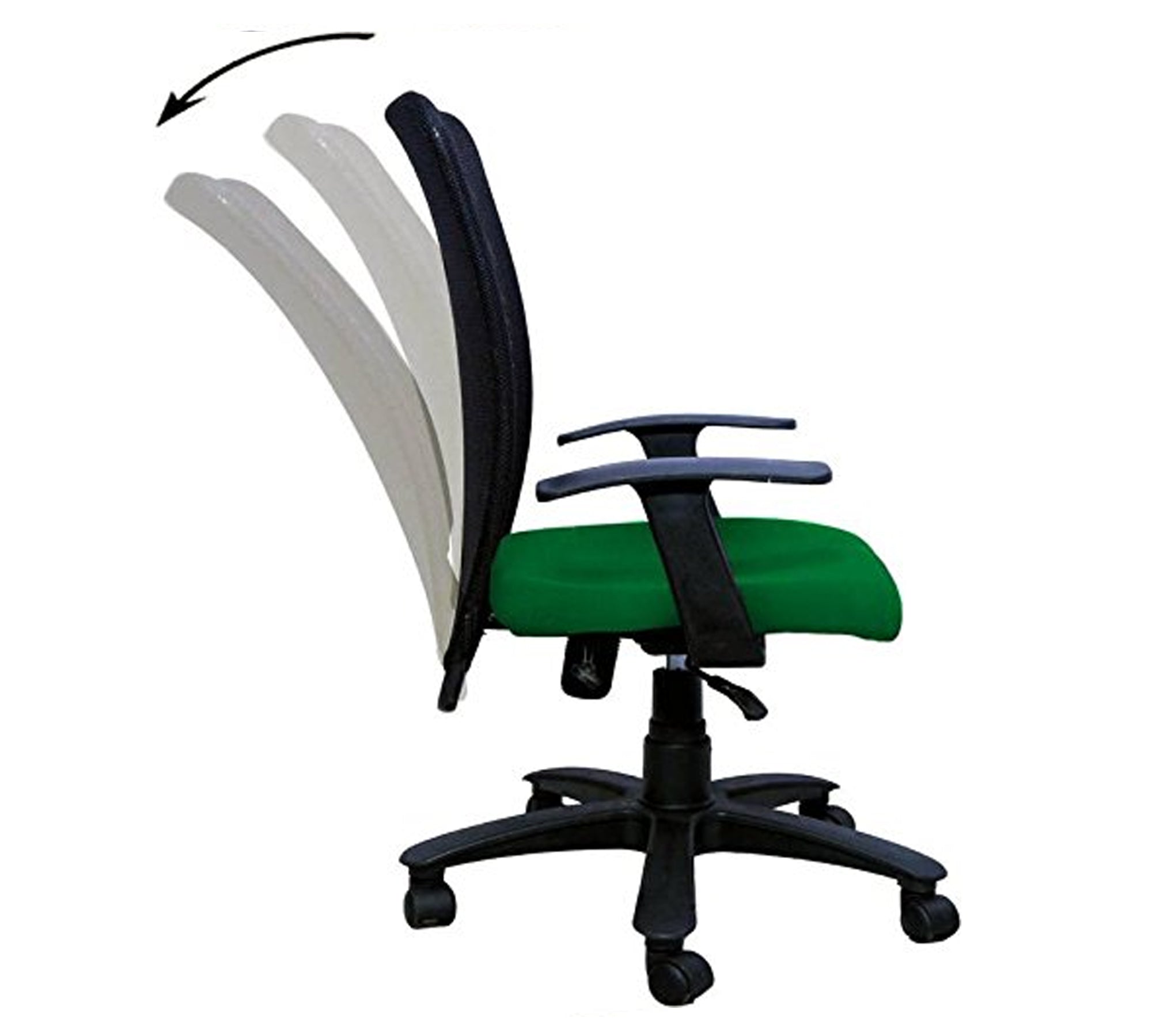 Executive Mid Back Office Chair with Breathable Mesh Back, Fabric Cushioned Seat, Fixed Armrests, Adjustable Swivel Base with Wheels for Office and Home Use