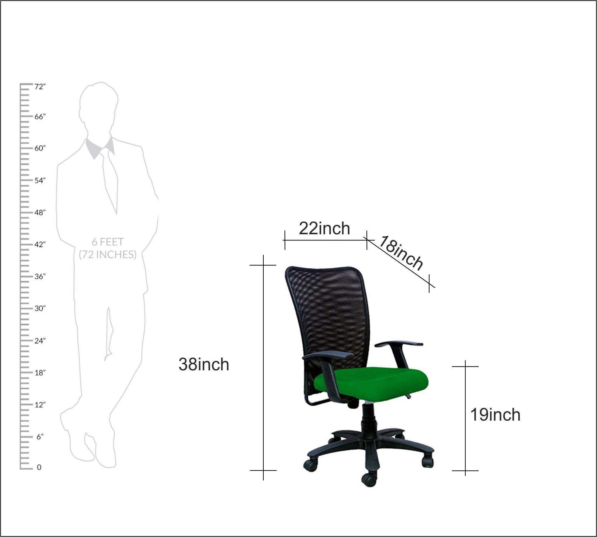 Executive Mid Back Office Chair with Breathable Mesh Back, Fabric Cushioned Seat, Fixed Armrests, Adjustable Swivel Base with Wheels for Office and Home Use