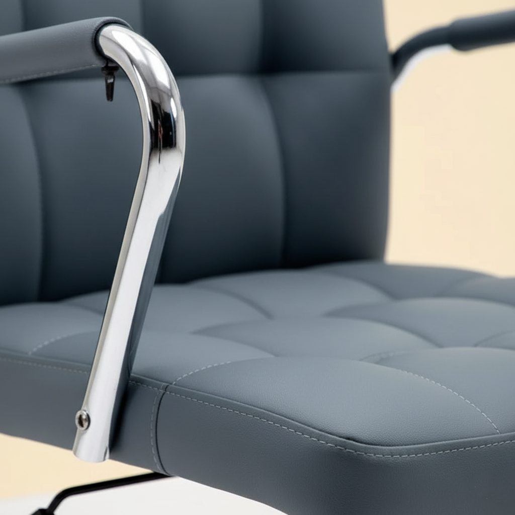 Executive Office Chair with Cushioned Backrest, Chrome Armrests, Adjustable Height and Swivel Base – Modern Ergonomic Desk Chair