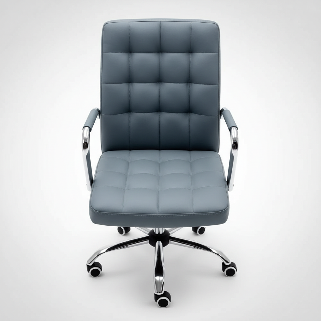 Executive Office Chair with Cushioned Backrest, Chrome Armrests, Adjustable Height and Swivel Base – Modern Ergonomic Desk Chair