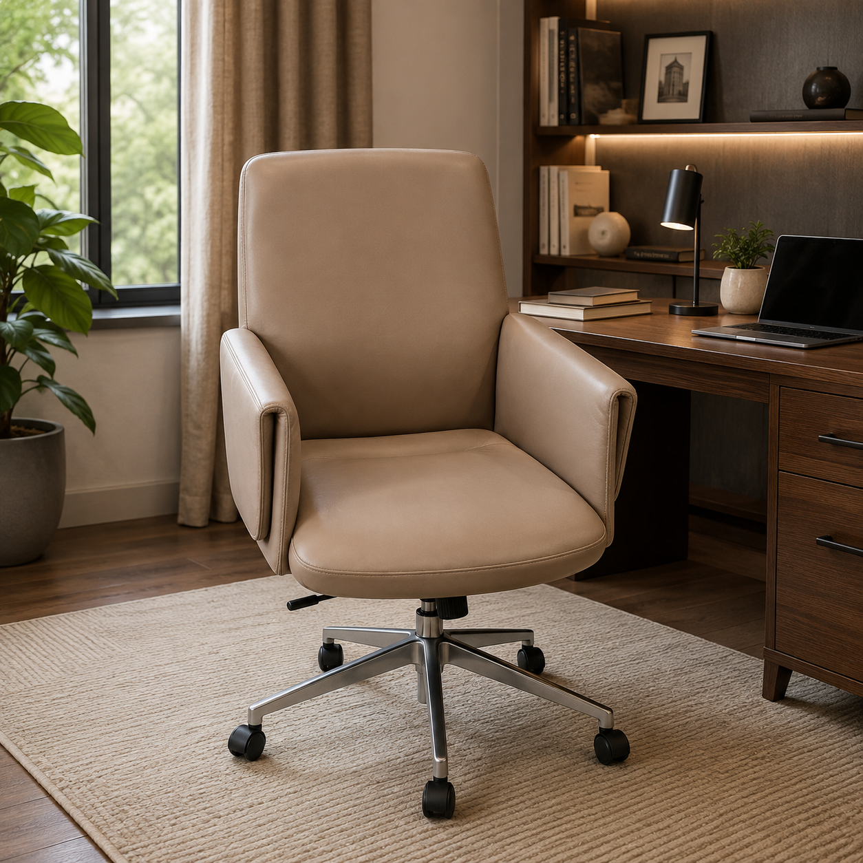 Ergonomic Executive Director Chair - Leatherette Upholstery and Height Adjustable with Swivel Base, & Comfortable Office Chair