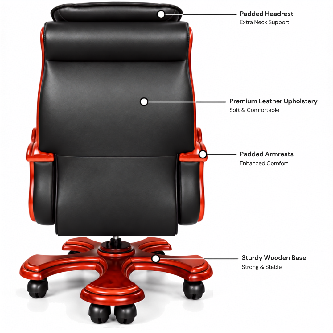 High-Back Office Chair with Recliner, Swivel, Adjustable Height, Armrests, and Lumbar Support for Boss / Director