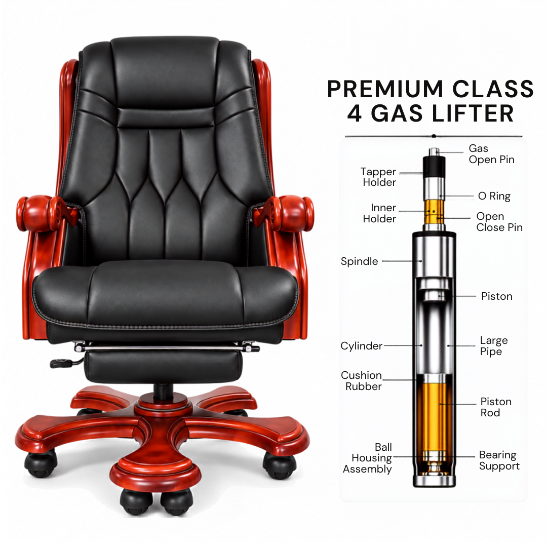 High-Back Office Chair with Recliner, Swivel, Adjustable Height, Armrests, and Lumbar Support for Boss / Director