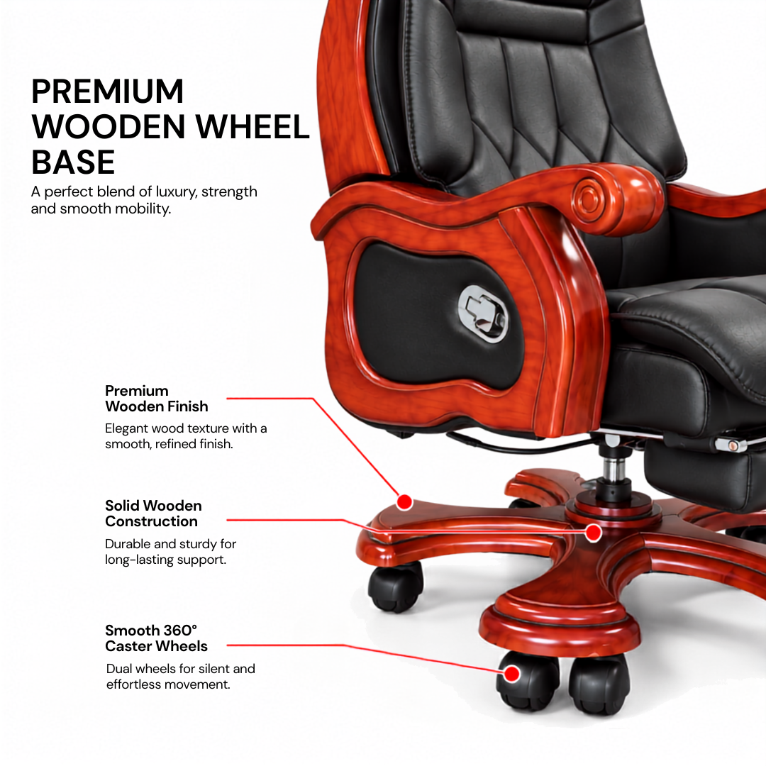 High-Back Office Chair with Recliner, Swivel, Adjustable Height, Armrests, and Lumbar Support for Boss / Director