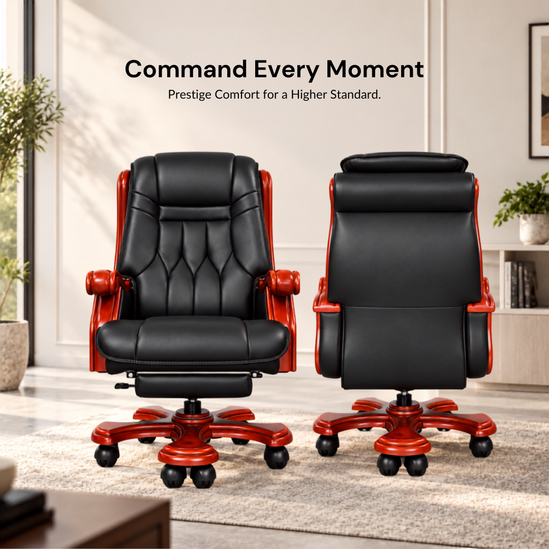 High-Back Office Chair with Recliner, Swivel, Adjustable Height, Armrests, and Lumbar Support for Boss / Director