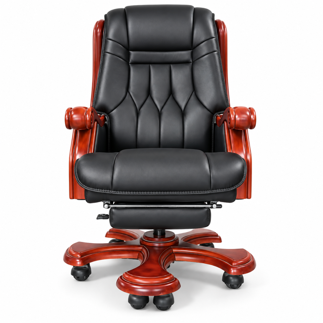 High-Back Office Chair with Recliner, Swivel, Adjustable Height, Armrests, and Lumbar Support for Boss / Director