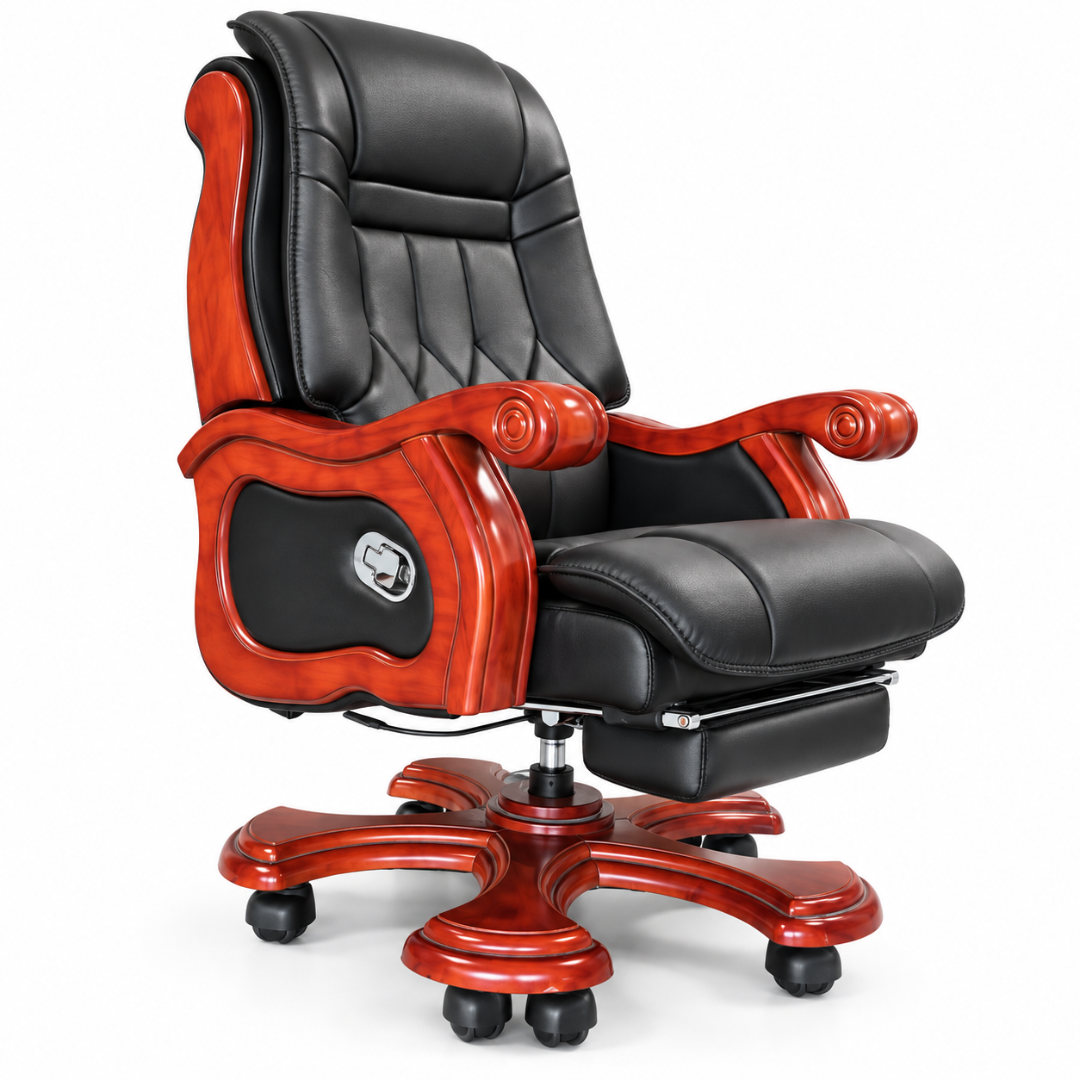 High-Back Office Chair with Recliner, Swivel, Adjustable Height, Armrests, and Lumbar Support for Boss / Director