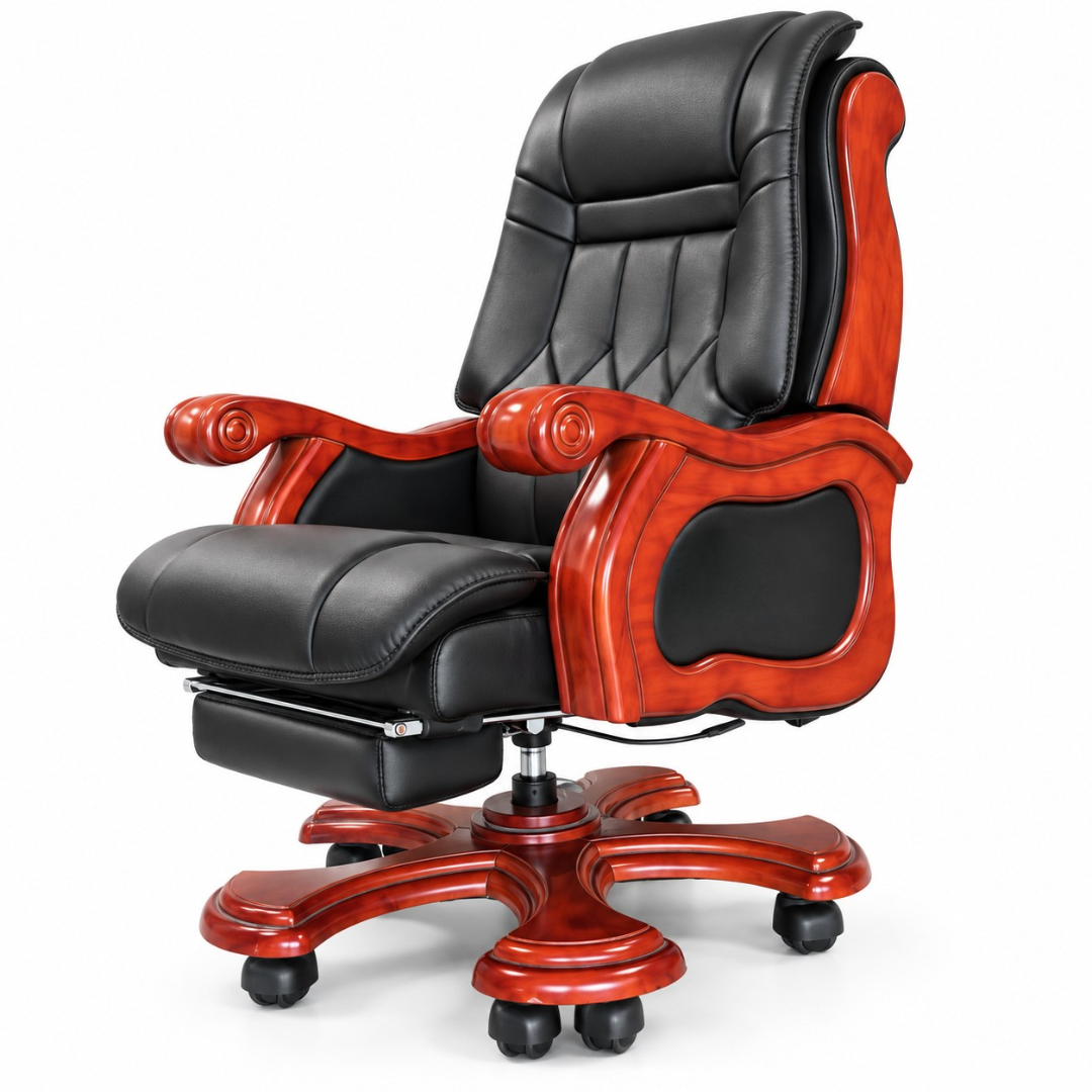 High-Back Office Chair with Recliner, Swivel, Adjustable Height, Armrests, and Lumbar Support for Boss / Director