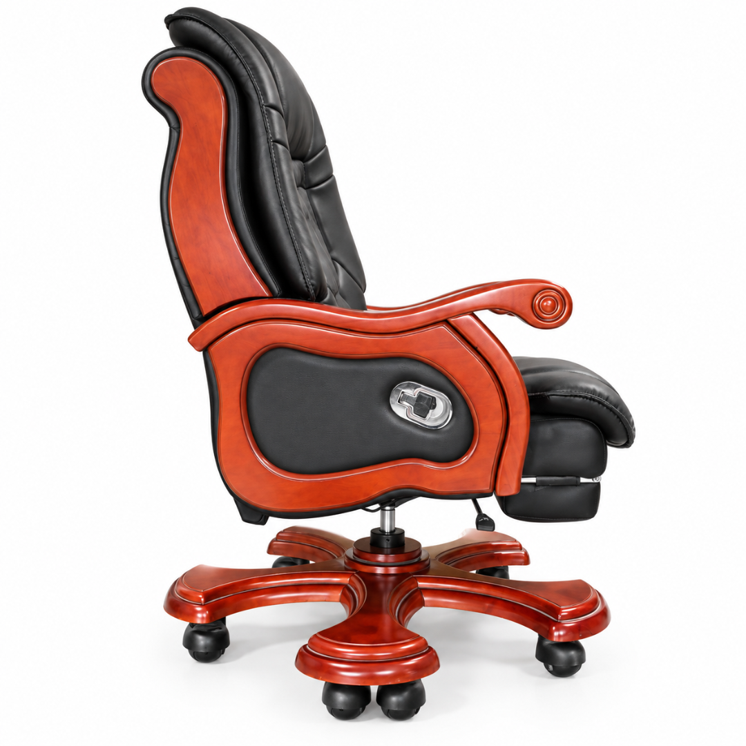 High-Back Office Chair with Recliner, Swivel, Adjustable Height, Armrests, and Lumbar Support for Boss / Director