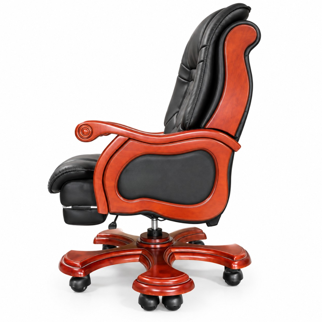 High-Back Office Chair with Recliner, Swivel, Adjustable Height, Armrests, and Lumbar Support for Boss / Director