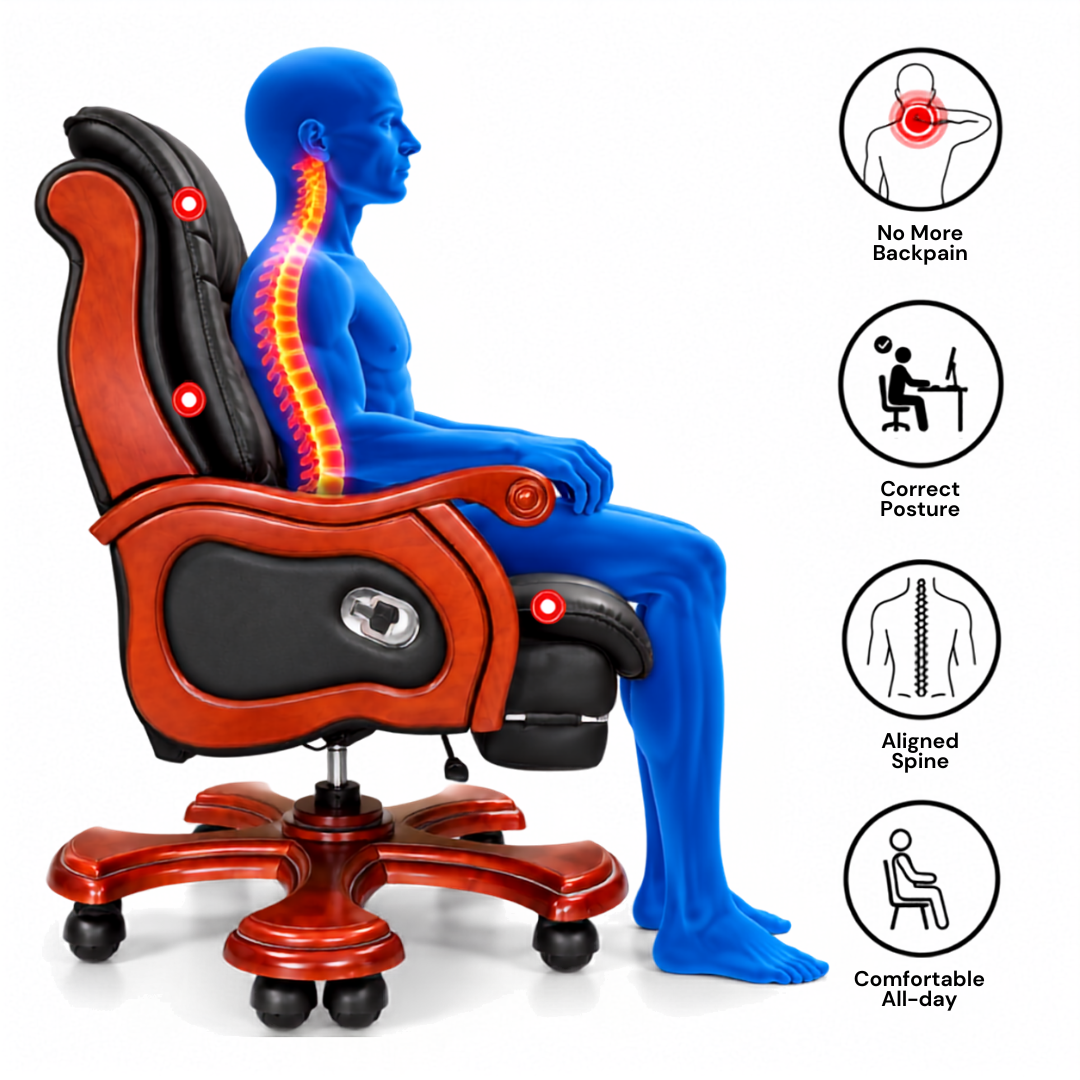 High-Back Office Chair with Recliner, Swivel, Adjustable Height, Armrests, and Lumbar Support for Boss / Director