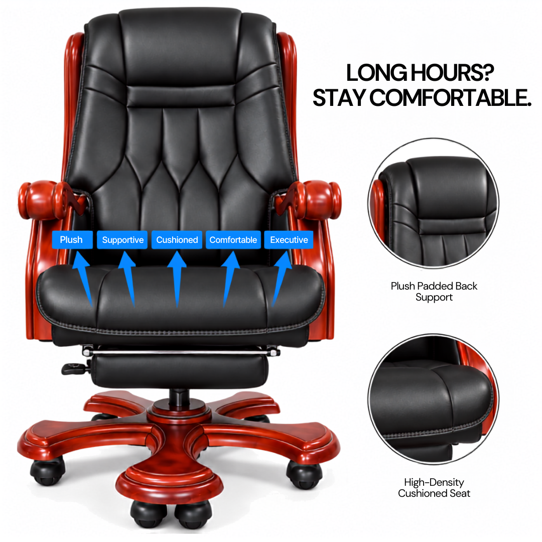 High-Back Office Chair with Recliner, Swivel, Adjustable Height, Armrests, and Lumbar Support for Boss / Director