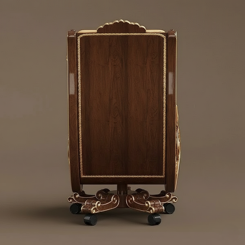 Maharaja luxury carved wooden chair in teak wood for multi purposes best quality material with golden deco polished