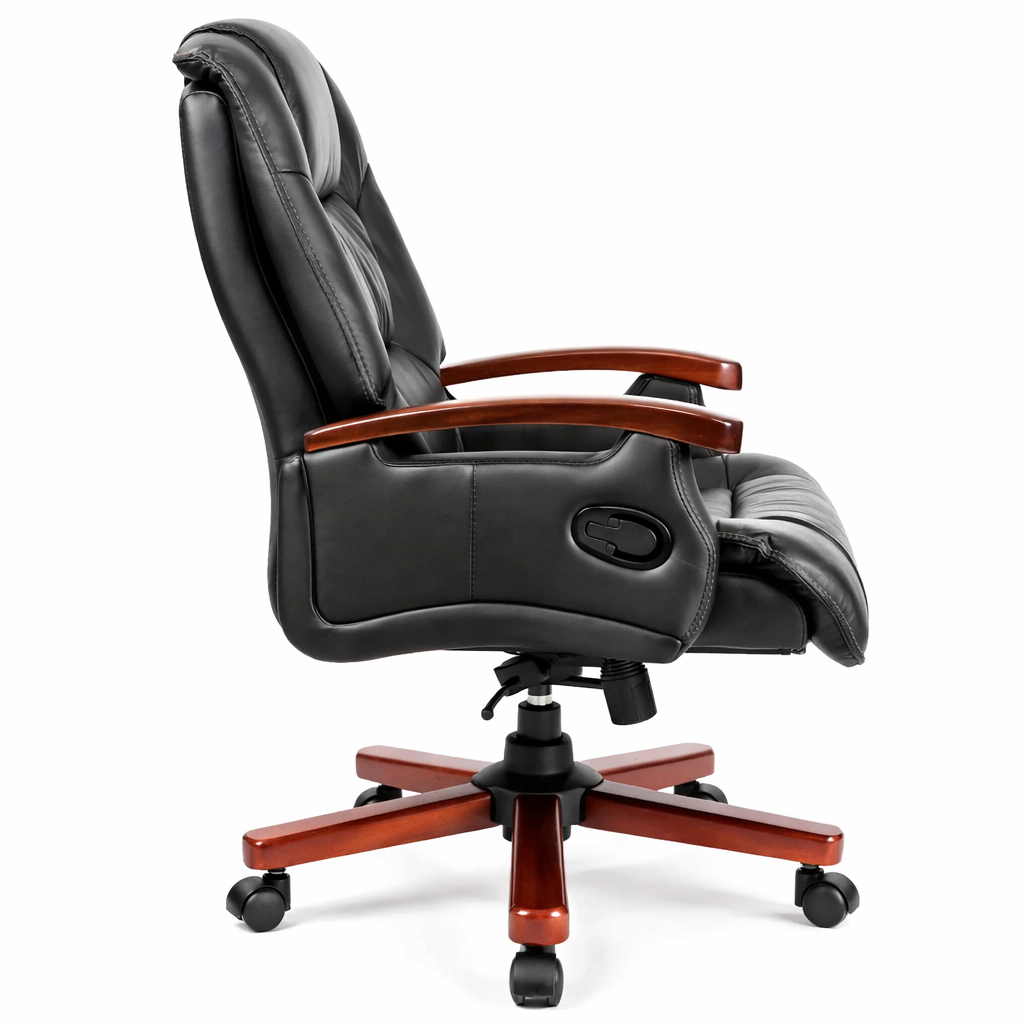 Director Chair for office High-Back Leatherette with Recliner & Adjustable Height and Wooden Base Unique Design Best Quality Chair