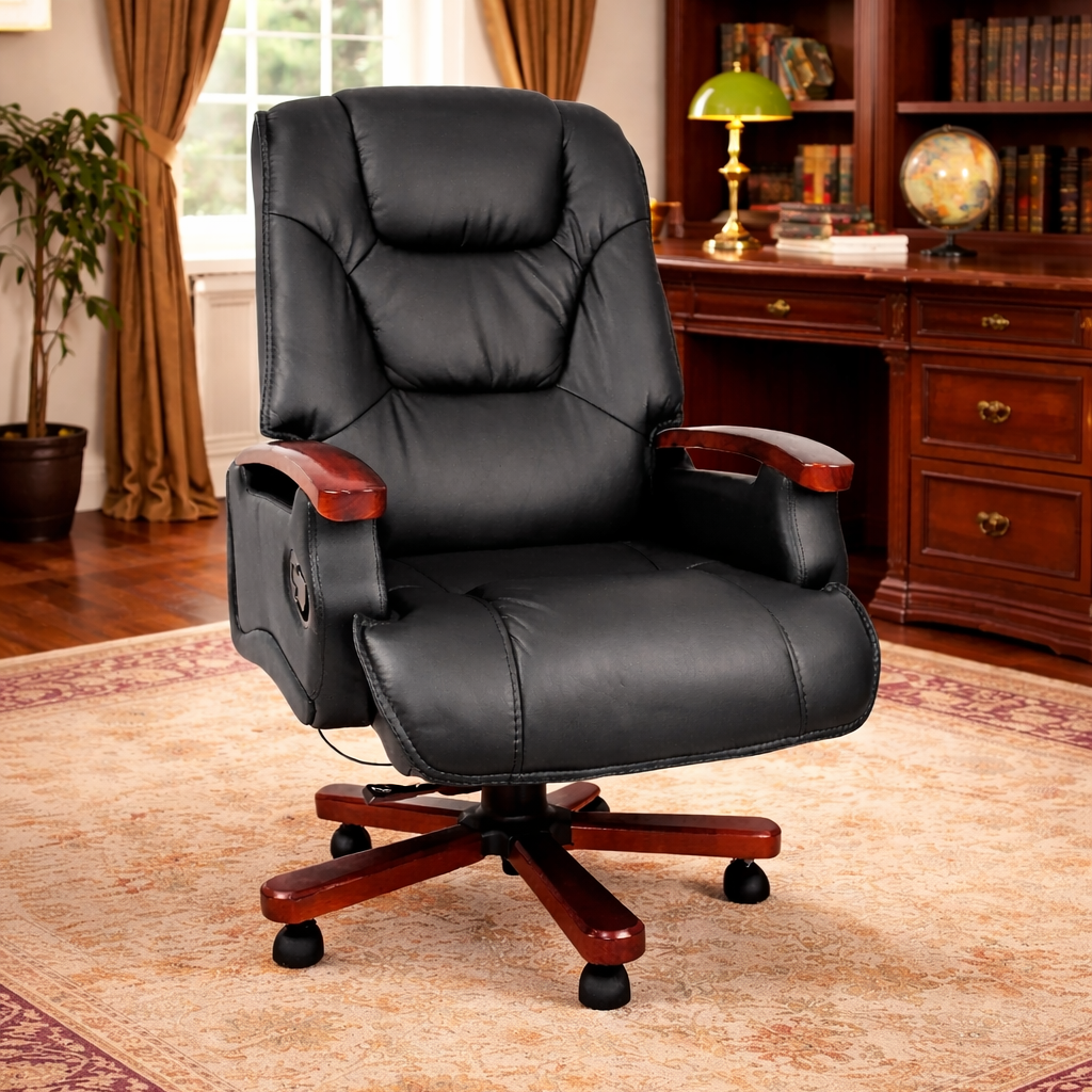 Director Chair for office High-Back Leatherette with Recliner & Adjustable Height and Wooden Base Unique Design Best Quality Chair