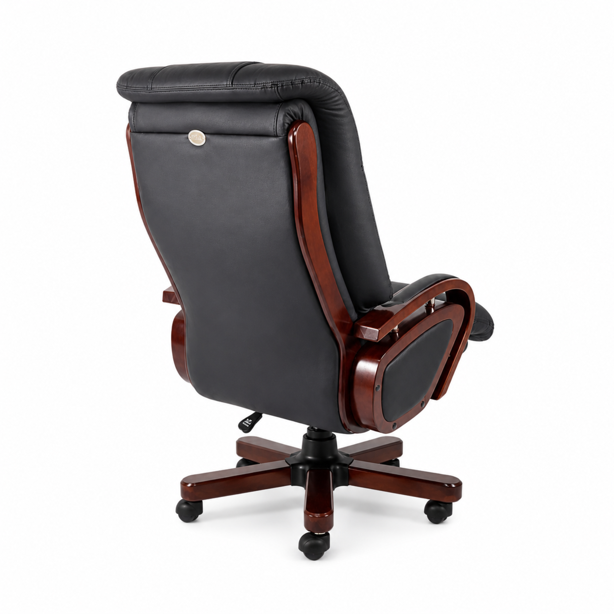 Director Chair for office Premium Leatherette with Wooden and Adjustable Height & Wooden Base and Wooden Polish - Black