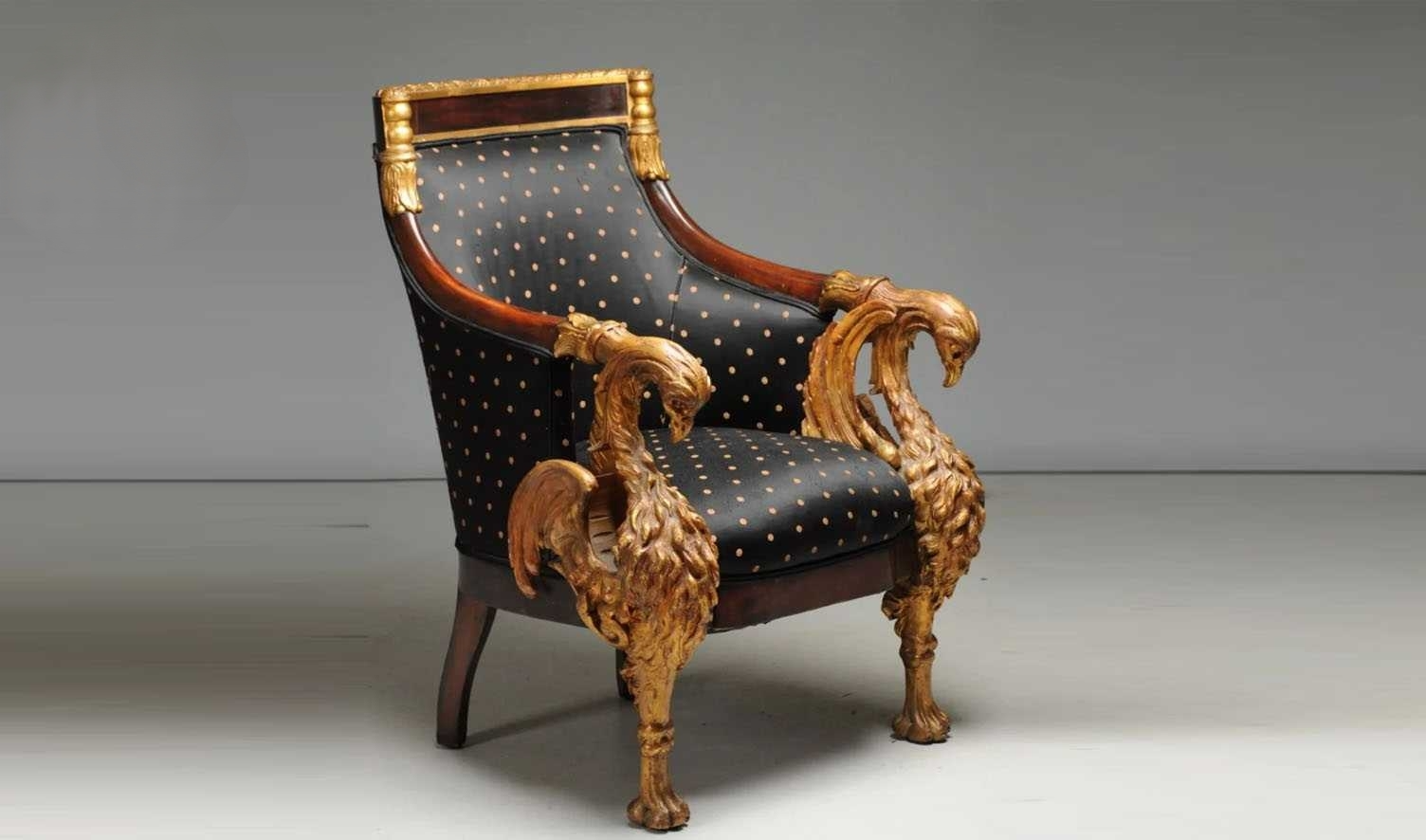 Royal Handcrafted Director's Chair – Solid Teak Wood with Fabric Upholstery & Golden Carved Armrests