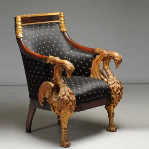 Royal Handcrafted Director's Chair – Solid Teak Wood with Fabric Upholstery & Golden Carved Armrests