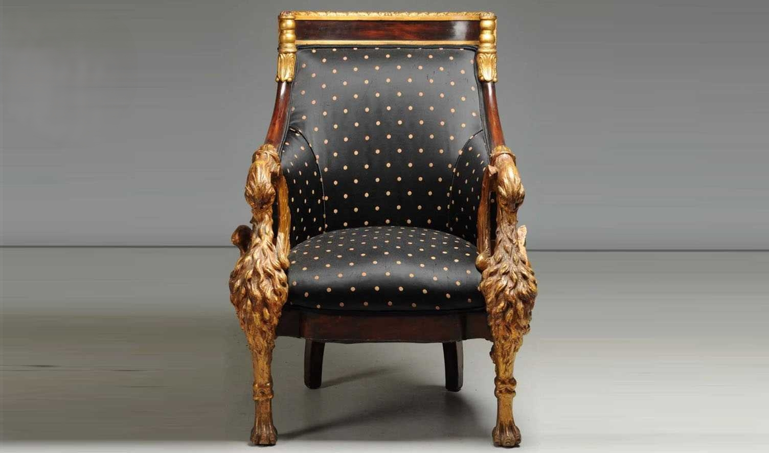 Royal Handcrafted Director's Chair – Solid Teak Wood with Fabric Upholstery & Golden Carved Armrests