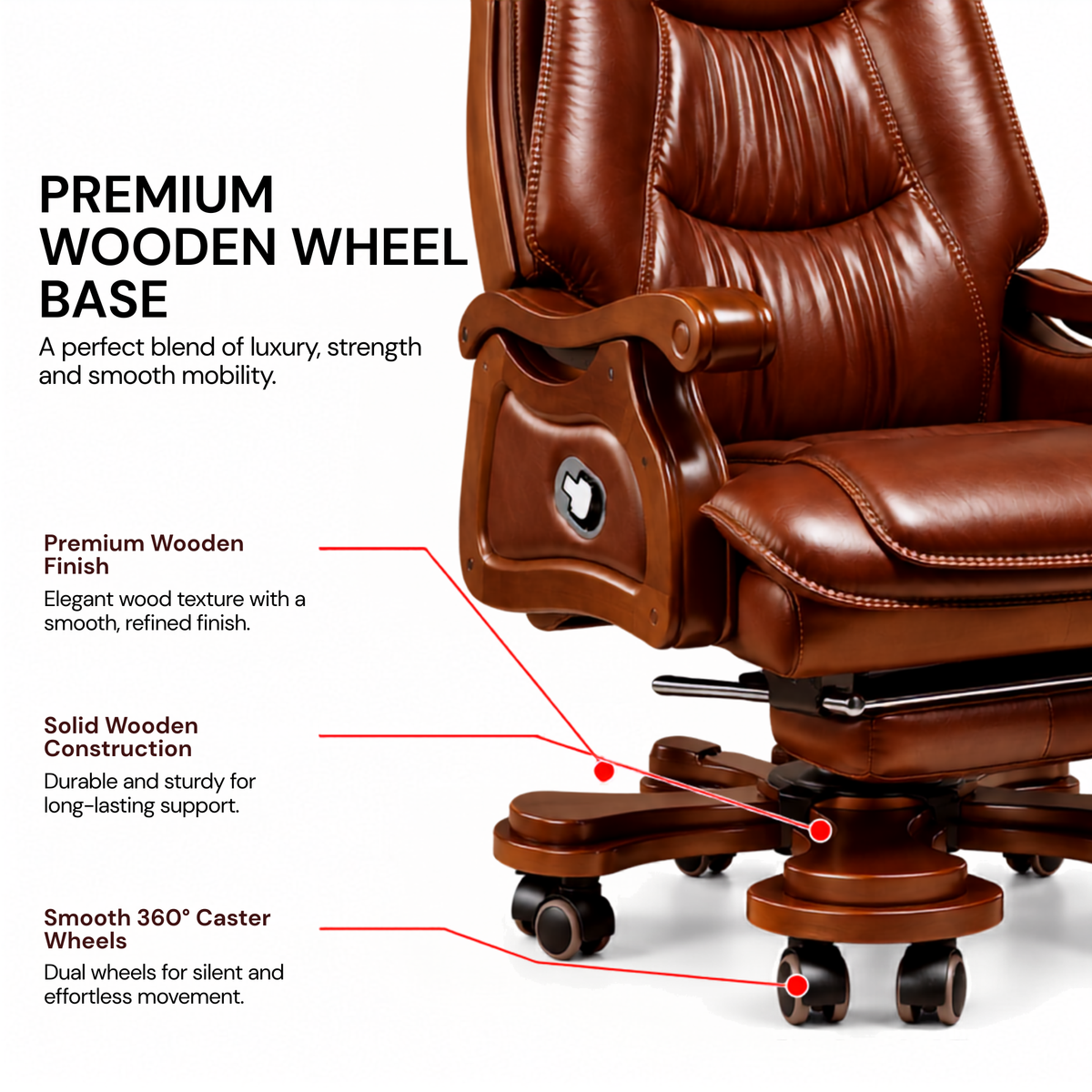 High Back Director Chair for office Luxury Design Made in Plyboard with Leatherette & Recliner & Footrest  Best Ergonomic Office Chair