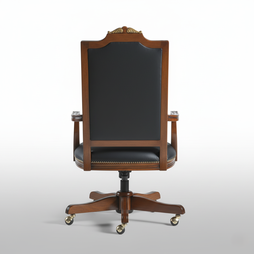 লেদারেট এবং উচ্চ ঘনত্বের ফোম এবং নরম প্যাডেড হস্তনির্মিত কাঠের হুইলবেস এবং পু পলিশ দিয়ে তৈরি সলিড কাঠের তৈরি হাই ব্যাক লাক্সারি অফিস ডিরেক্টর চেয়ার টাফ্টেড ডিজাইন