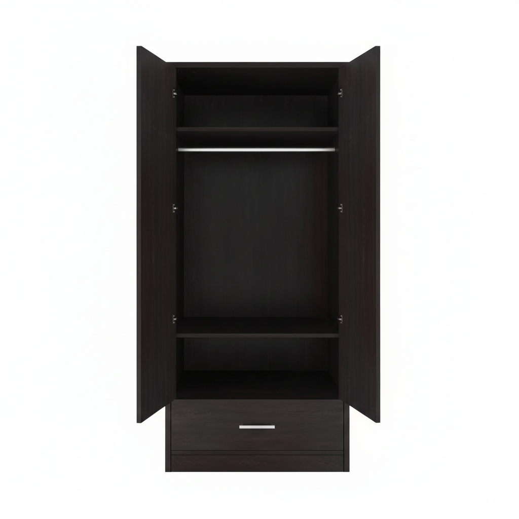 Wardrobe Wooden Bedroom Almirah with 2 Doors, Drawer Unit and Premium Design