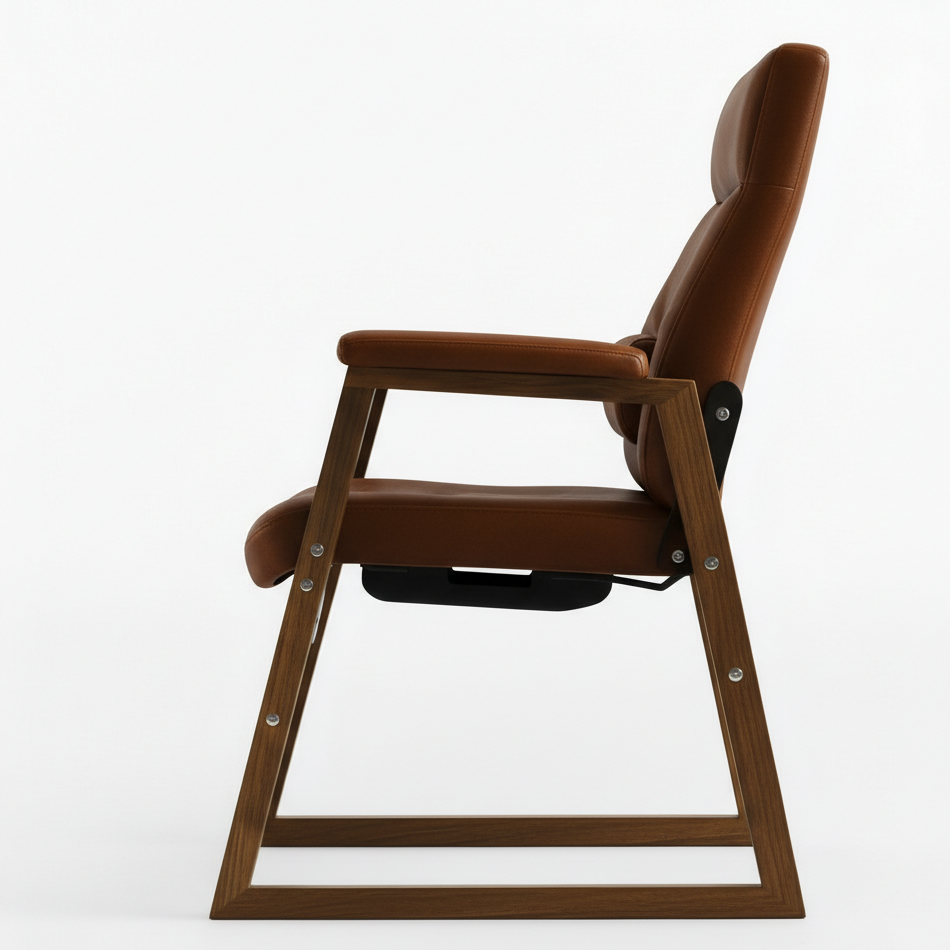 कार्यालय के लिए निदेशक कुर्सी, आधुनिक डिजाइन, प्लाईबोर्ड से निर्मित, लेदरेट और रिक्लाइनर के साथ, ऊंचाई समायोज्य और स्थिर आर्मरेस्ट और घूमने वाली कुर्सी