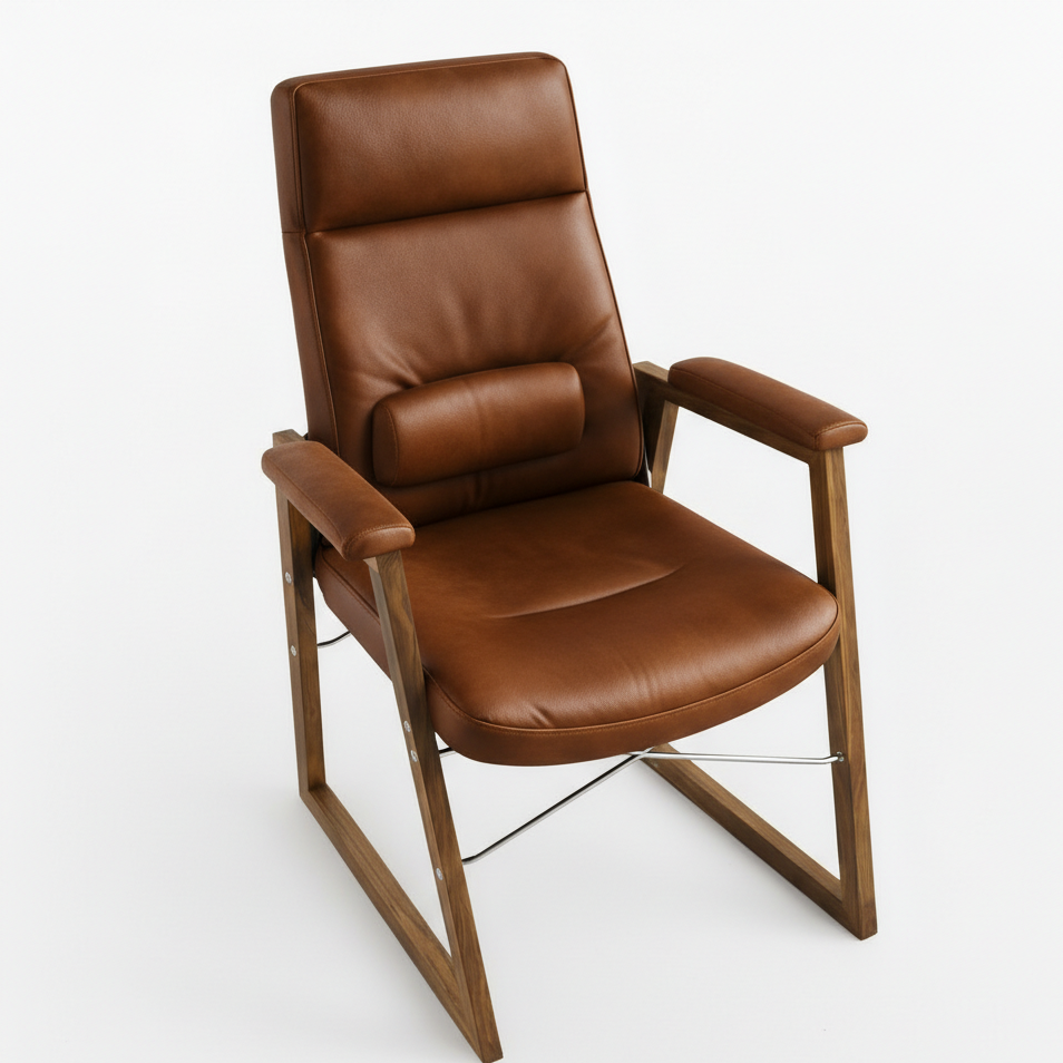 कार्यालय के लिए निदेशक कुर्सी, आधुनिक डिजाइन, प्लाईबोर्ड से निर्मित, लेदरेट और रिक्लाइनर के साथ, ऊंचाई समायोज्य और स्थिर आर्मरेस्ट और घूमने वाली कुर्सी