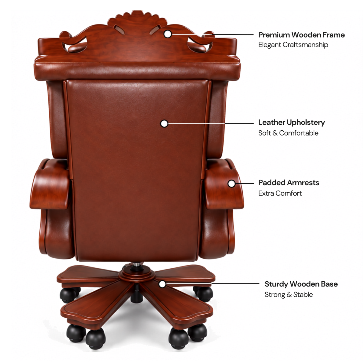 Luxury Director Chair for office Royal Design with Handcrafted & Leatherette & Recliner & Height Adjustable and Revolving Chair
